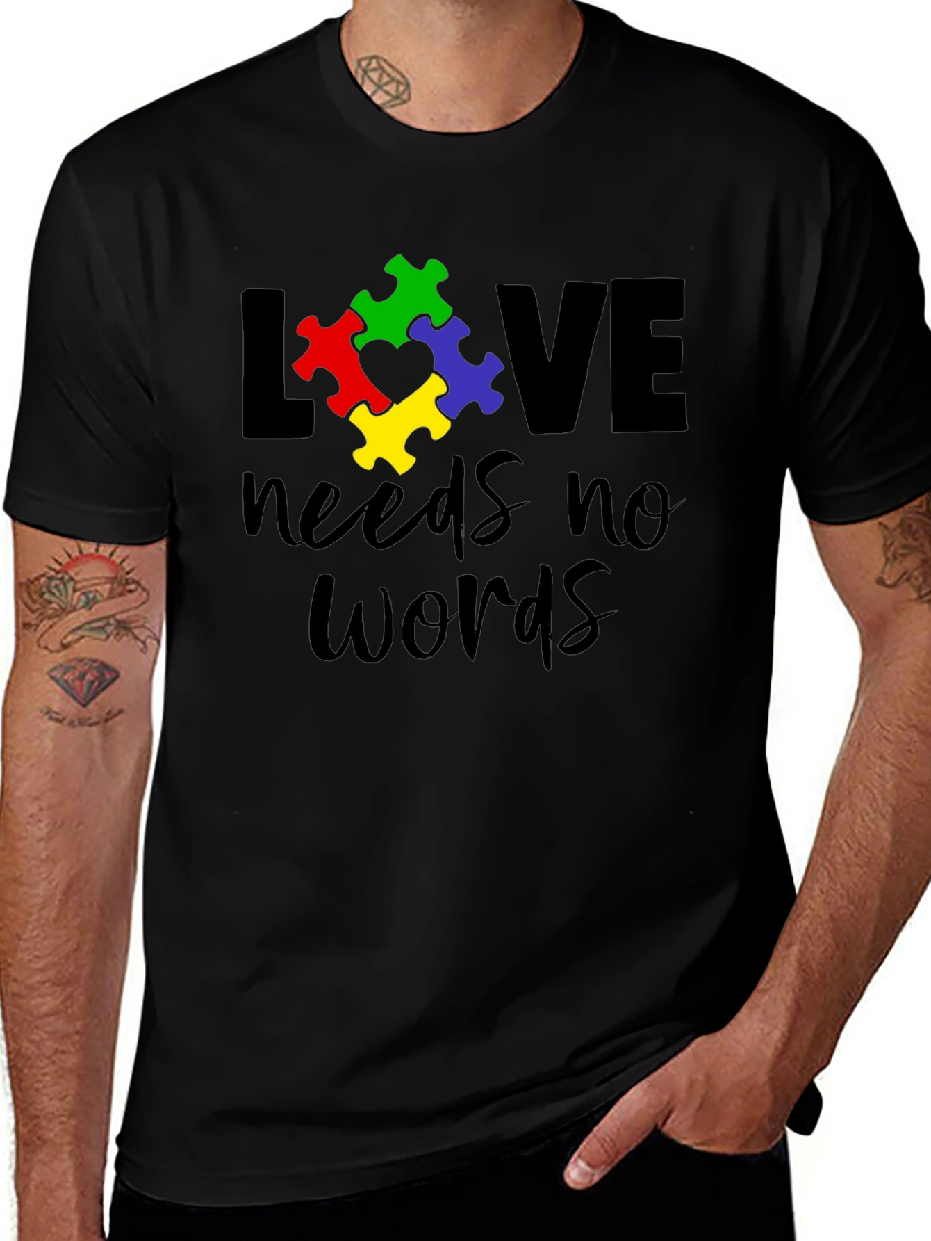 Variant 23 of Love Needs No Words - Autism Awareness T-Shirt