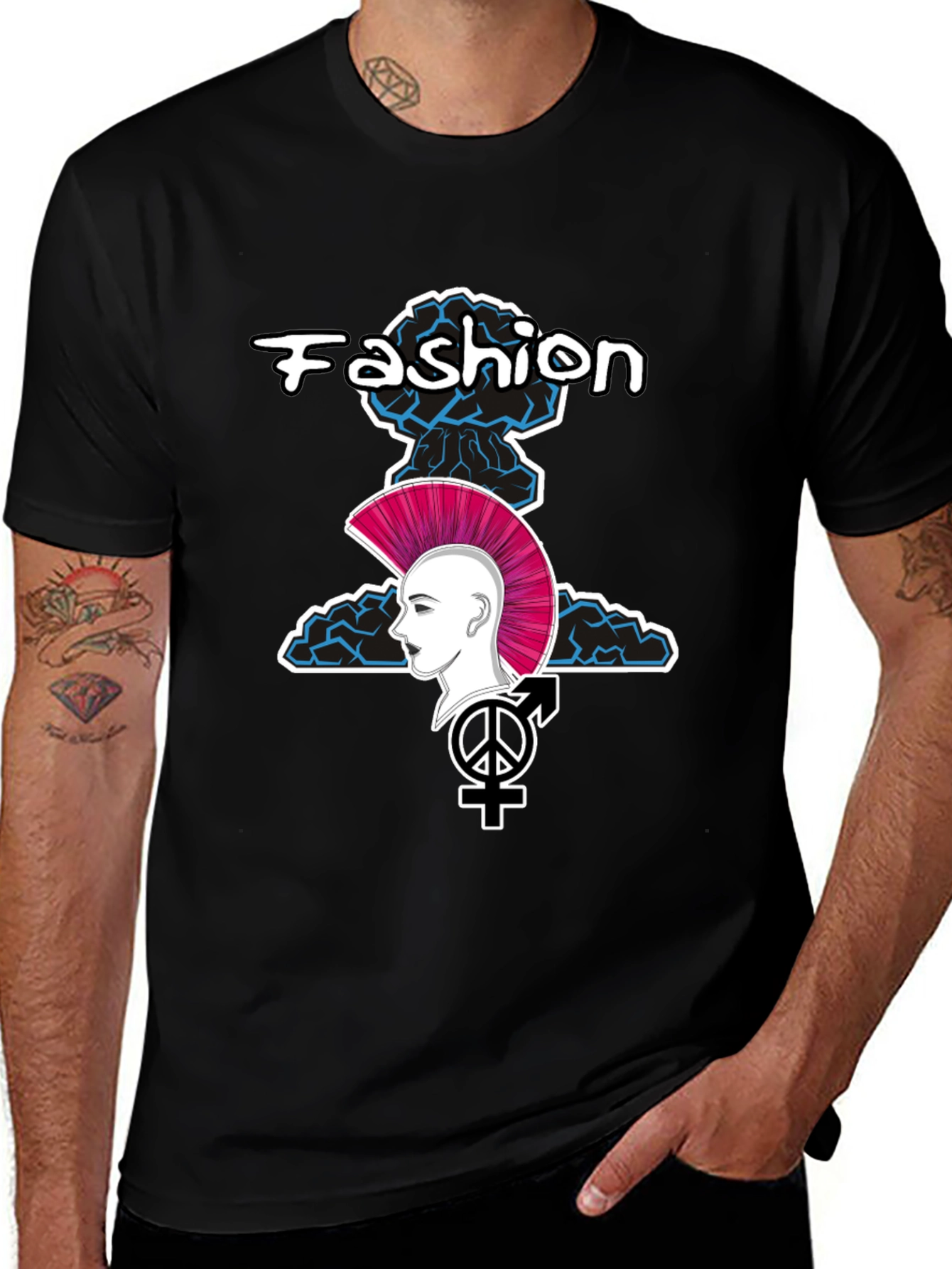 Variant 25 of Edgy Fashion Graphic Tee - Unisex Black T-Shirt