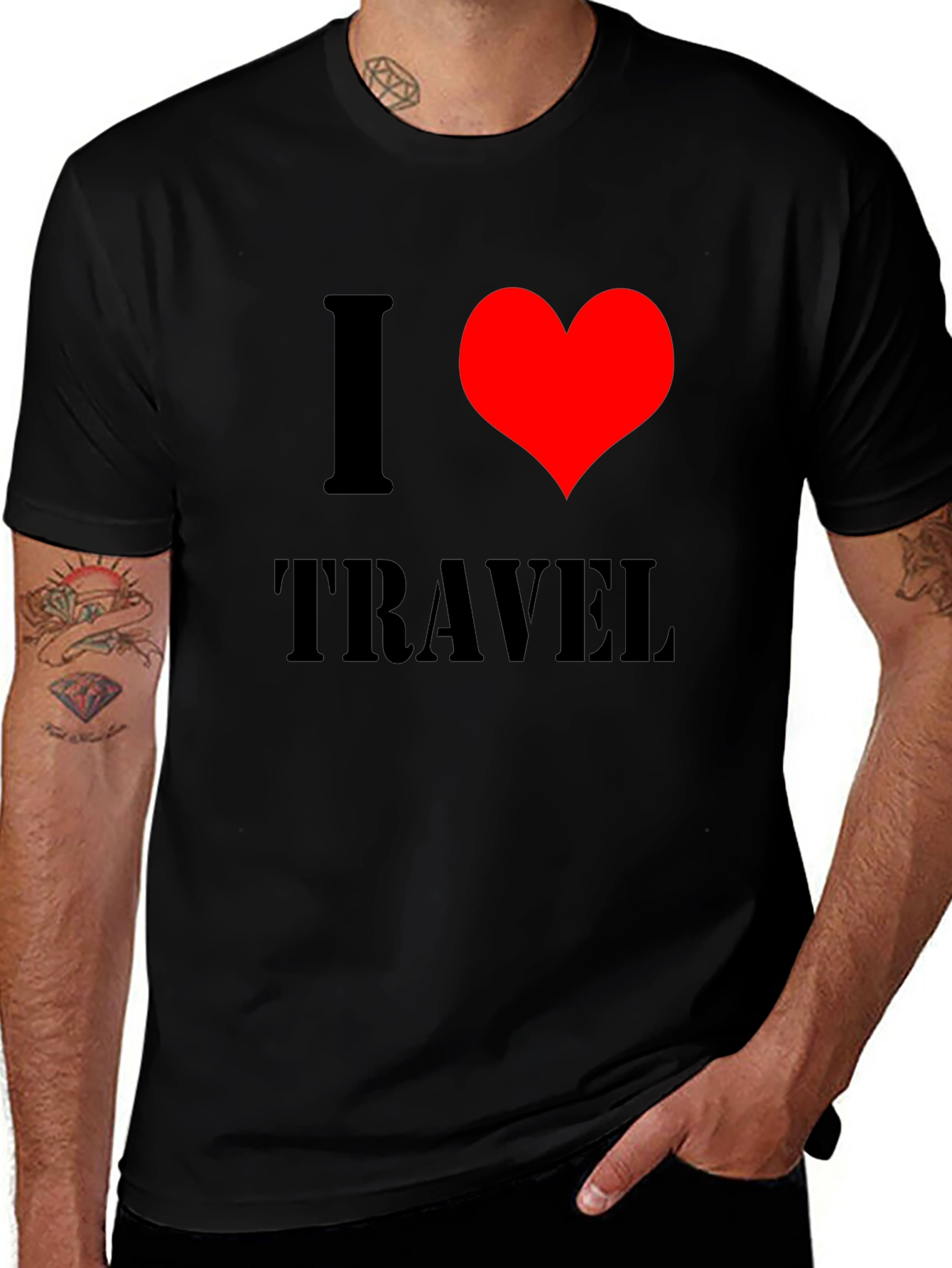 Variant 8 of I Heart Travel Black T-Shirt
