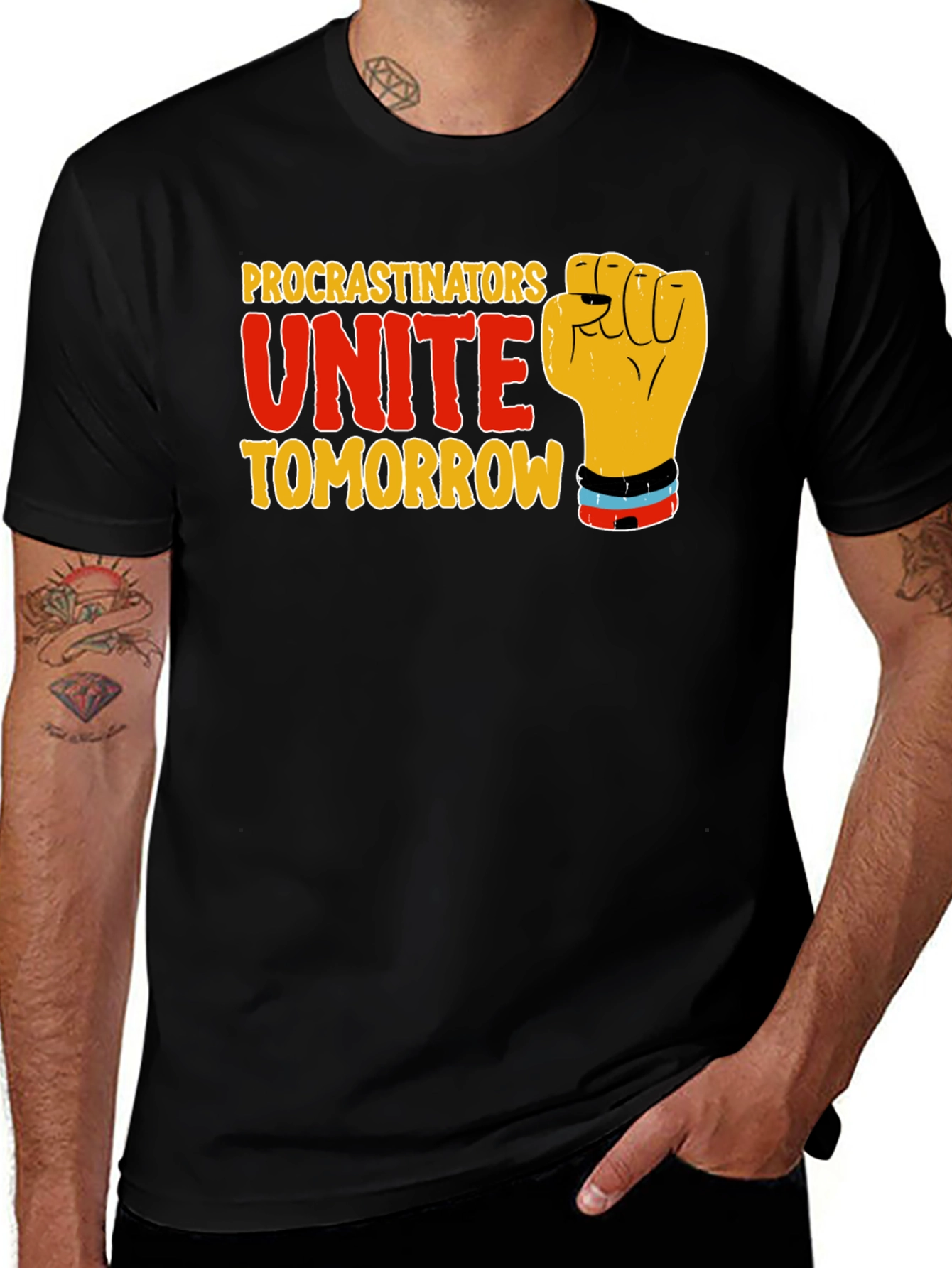 Procrastinators Unite Tomorrow Black T-Shirt