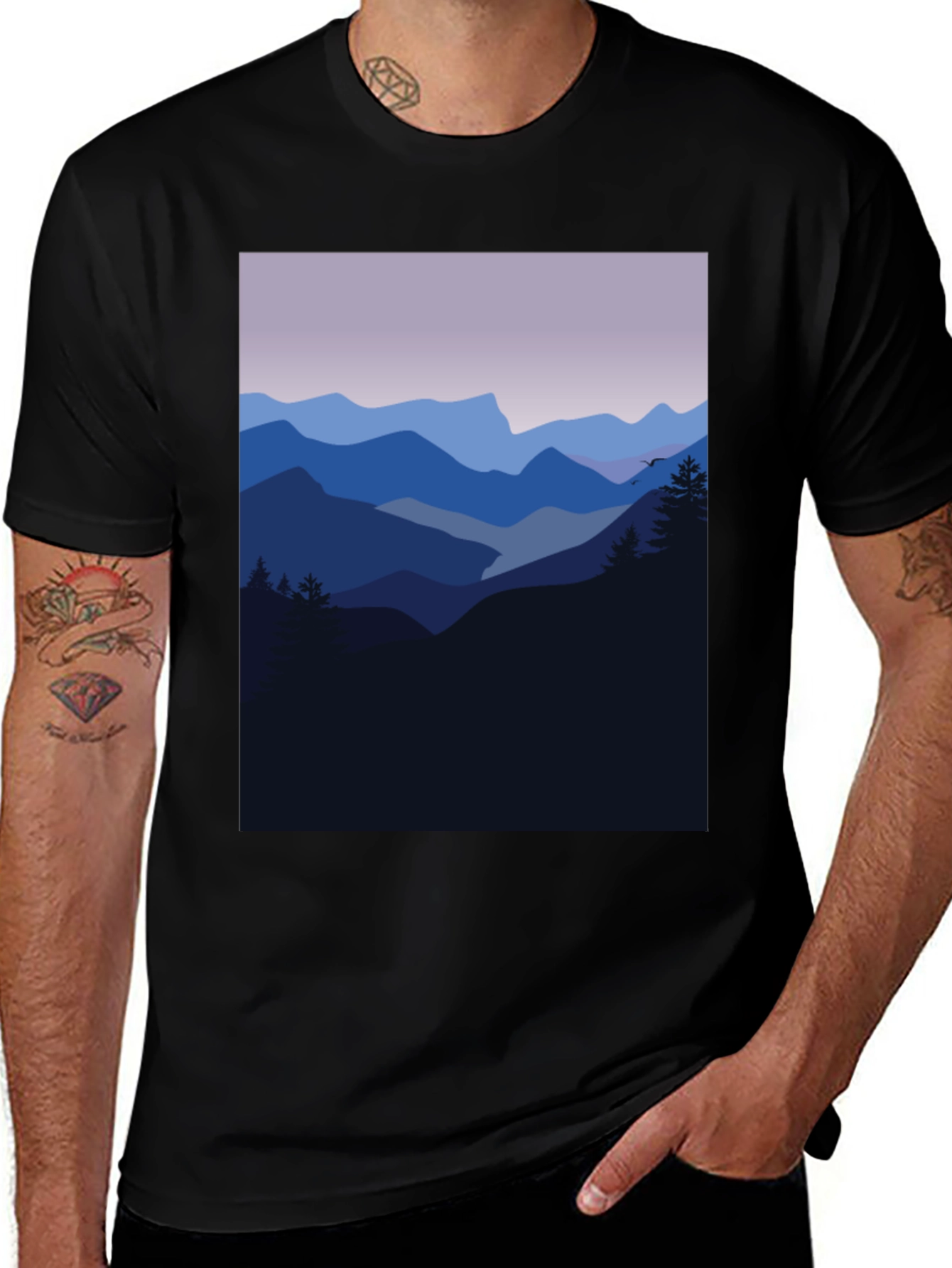 Variant 6 of Mountain Vista Graphic Tee - Black