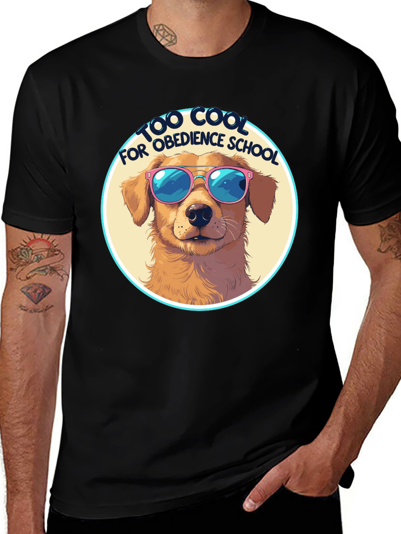 Variant 16 of Cool Dog T-Shirt - Golden Retriever in Sunglasses