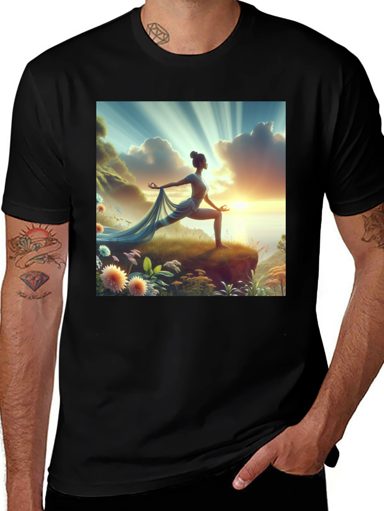 Variant 29 of Yoga Pose Nature Art T-Shirt - Spiritual Graphic Tee