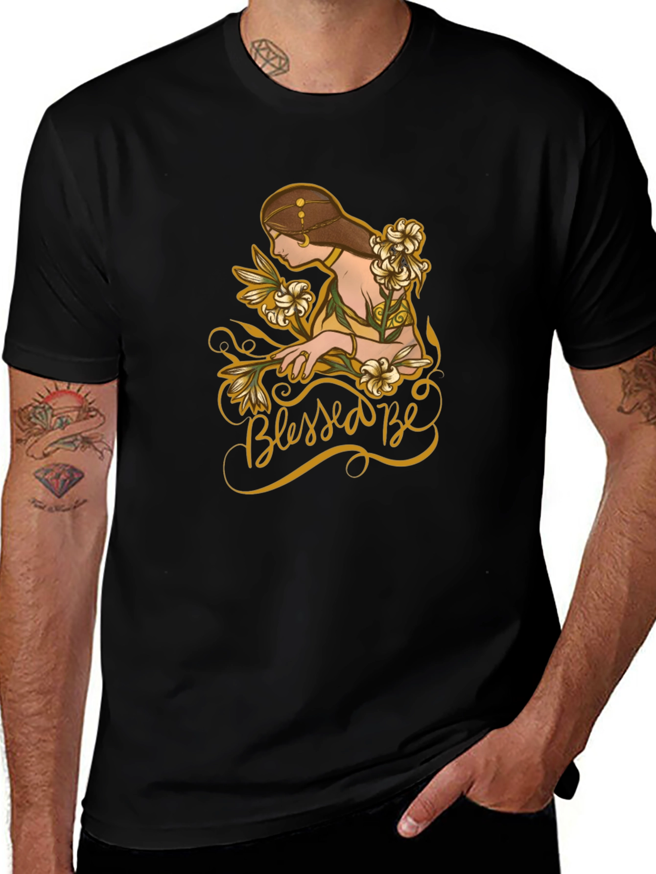 Variant 16 of Blessed Be Woman Floral Graphic Black Tee