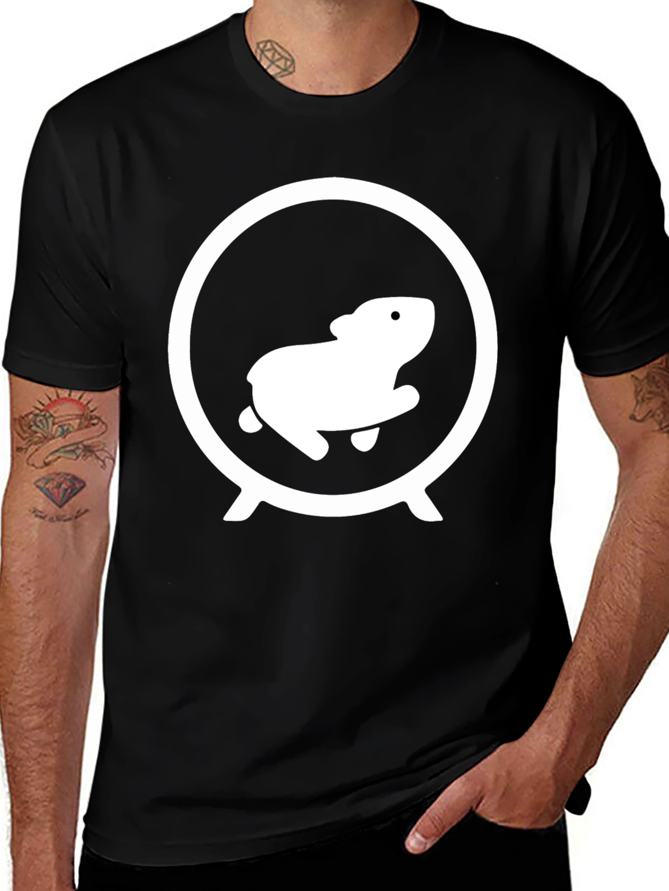 Hamster Wheel Graphic Tee - Black Cotton Shirt