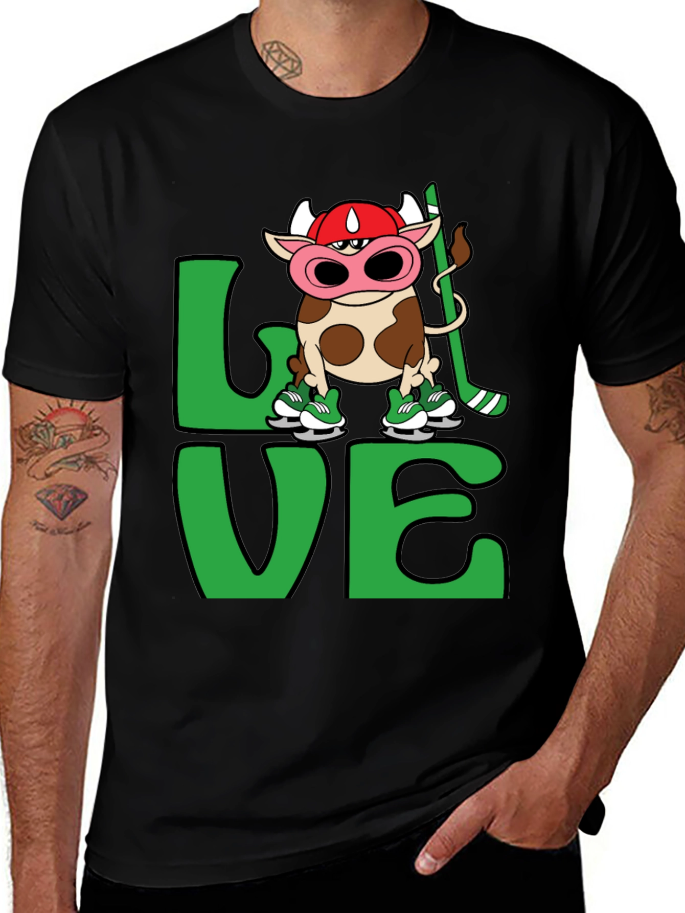 Variant 5 of Cow Hockey T-Shirt - Love Hockey Design