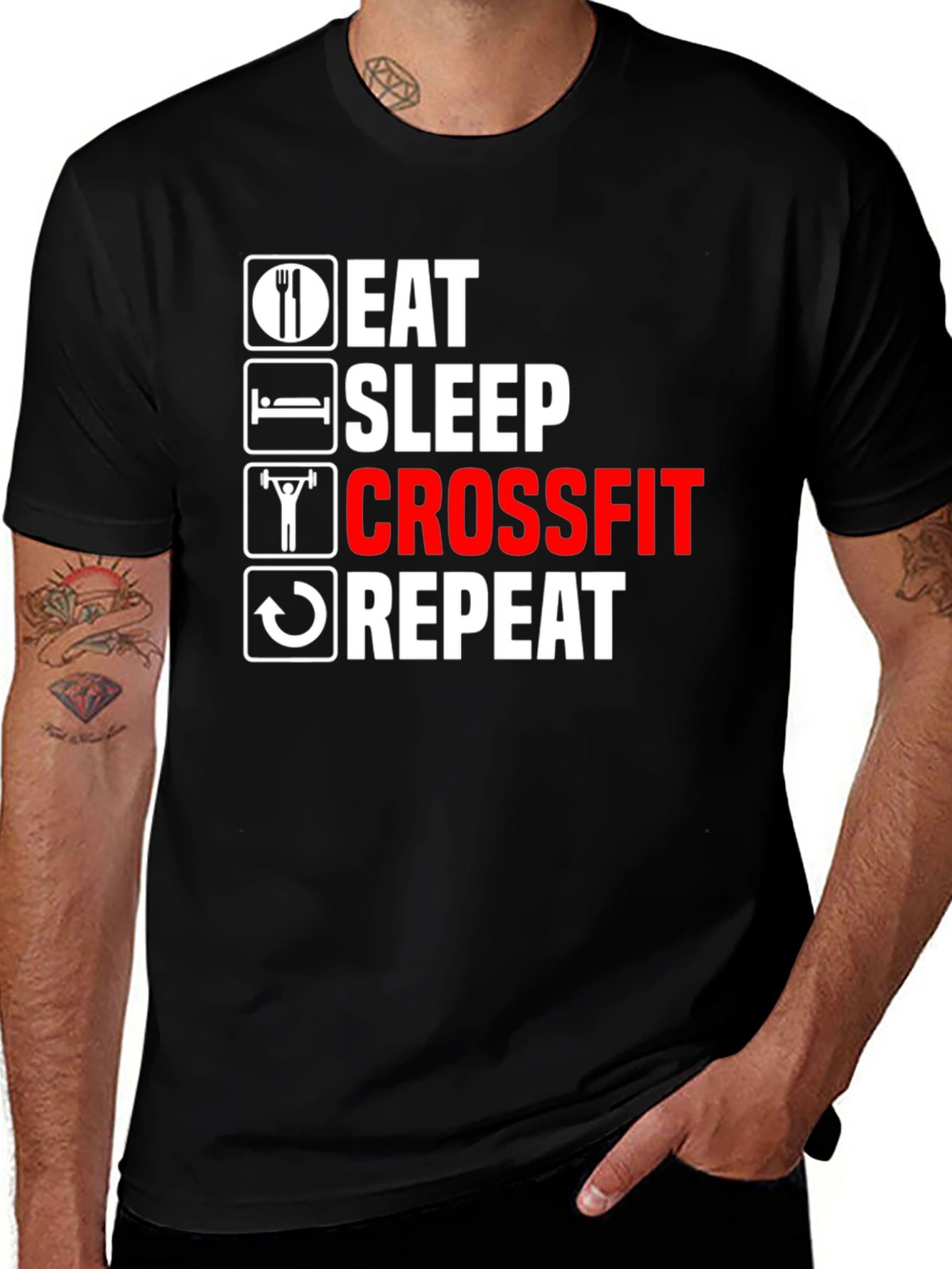 Variant 20 of Eat Sleep Crossfit Repeat Black T-Shirt