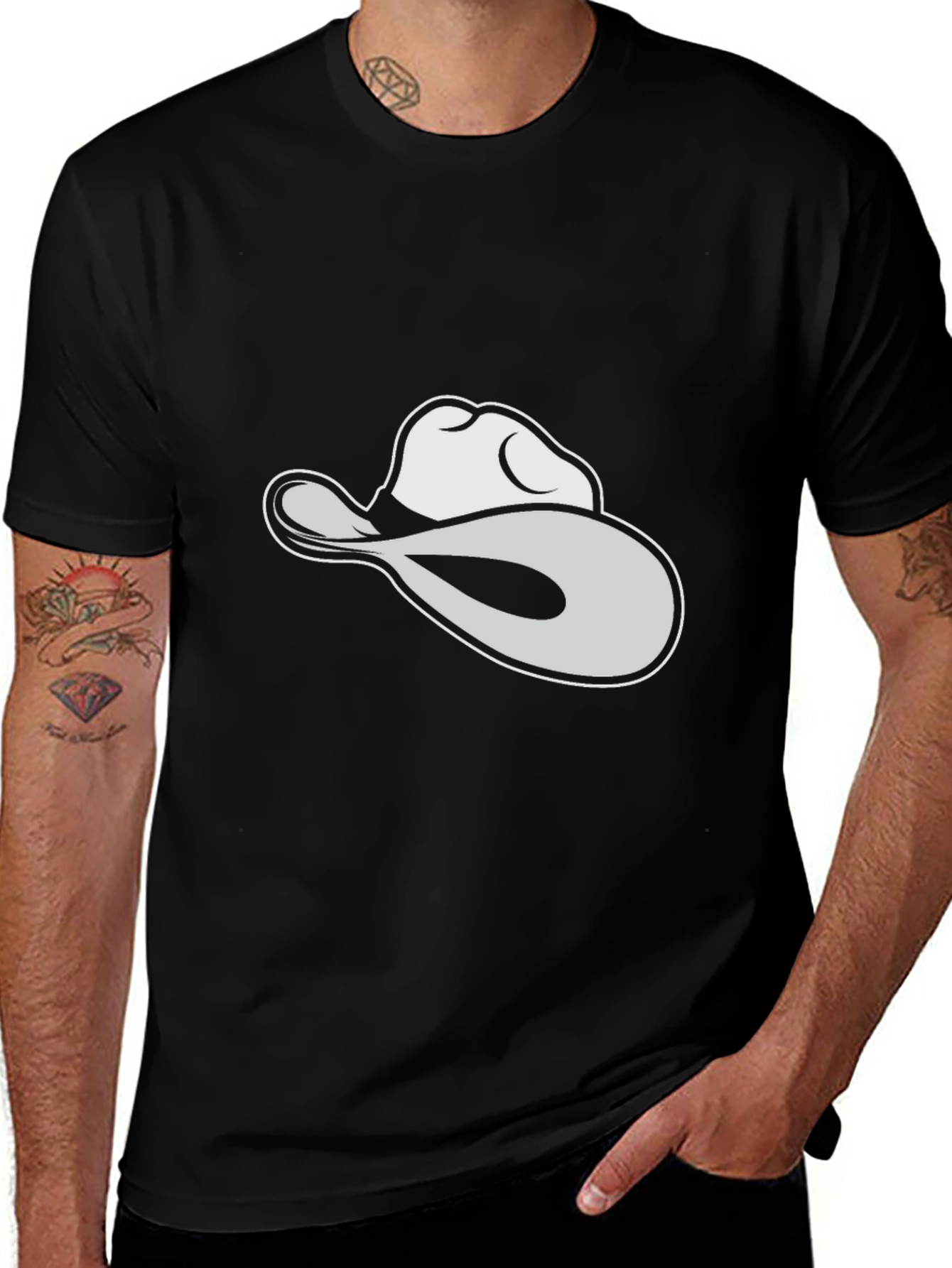 Variant 27 of Black Cowboy Hat T-Shirt: Casual Graphic Tee