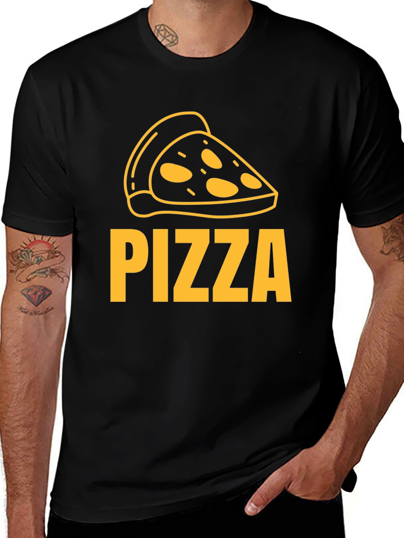 Variant 23 of Pizza Lover Tee - Slice Graphic Men's Black T-Shirt