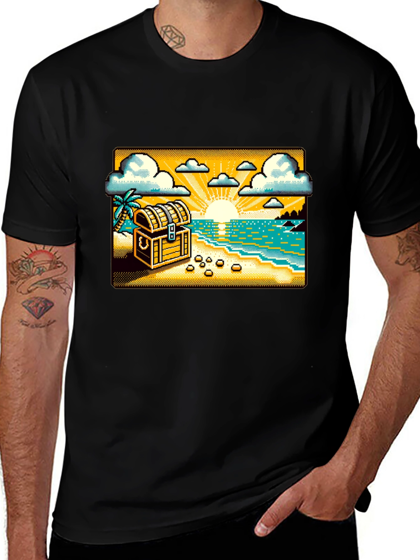 Variant 19 of Pixel Treasure Beach T-Shirt