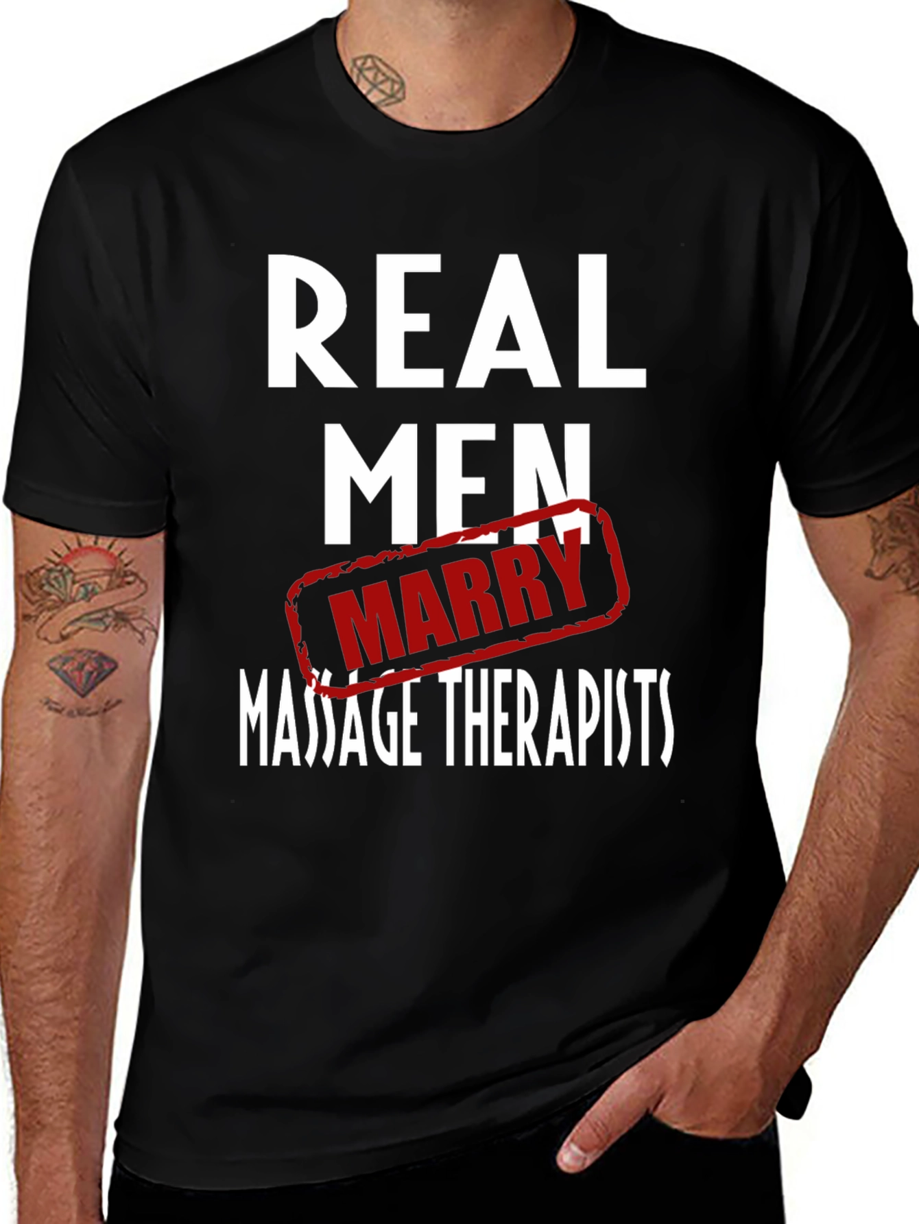 Variant 12 of Real Men Marry Massage Therapists T-Shirt