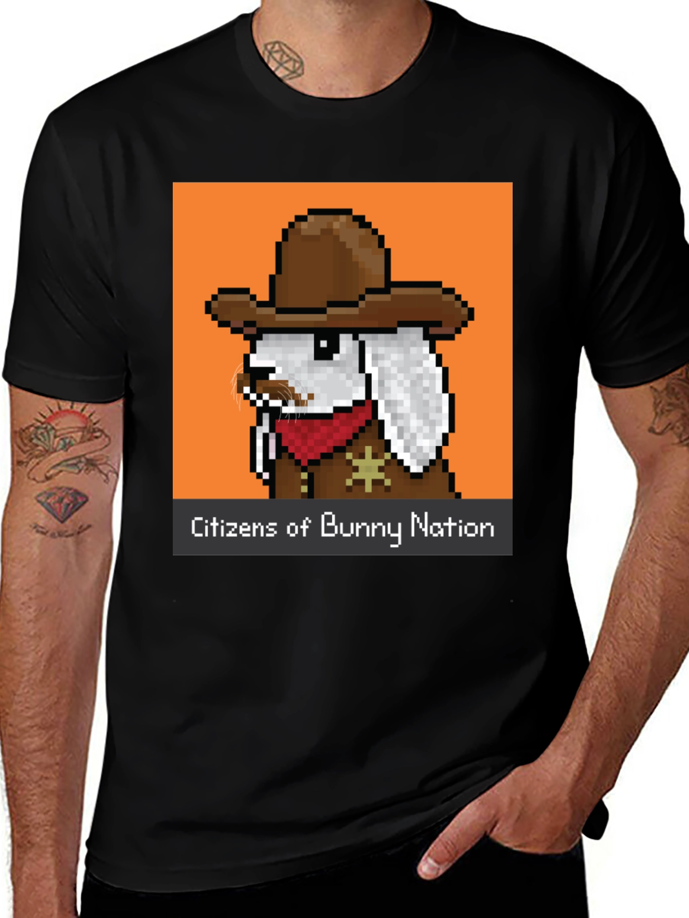 Pixel Cowboy Bunny T-Shirt - Citizens of Bunny Nation