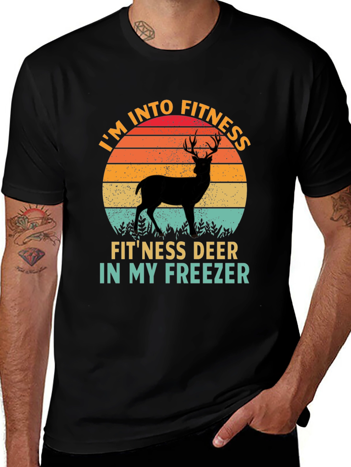 Variant 25 of Fitness Deer Graphic Tee - I'm Into Fitness T-Shirt