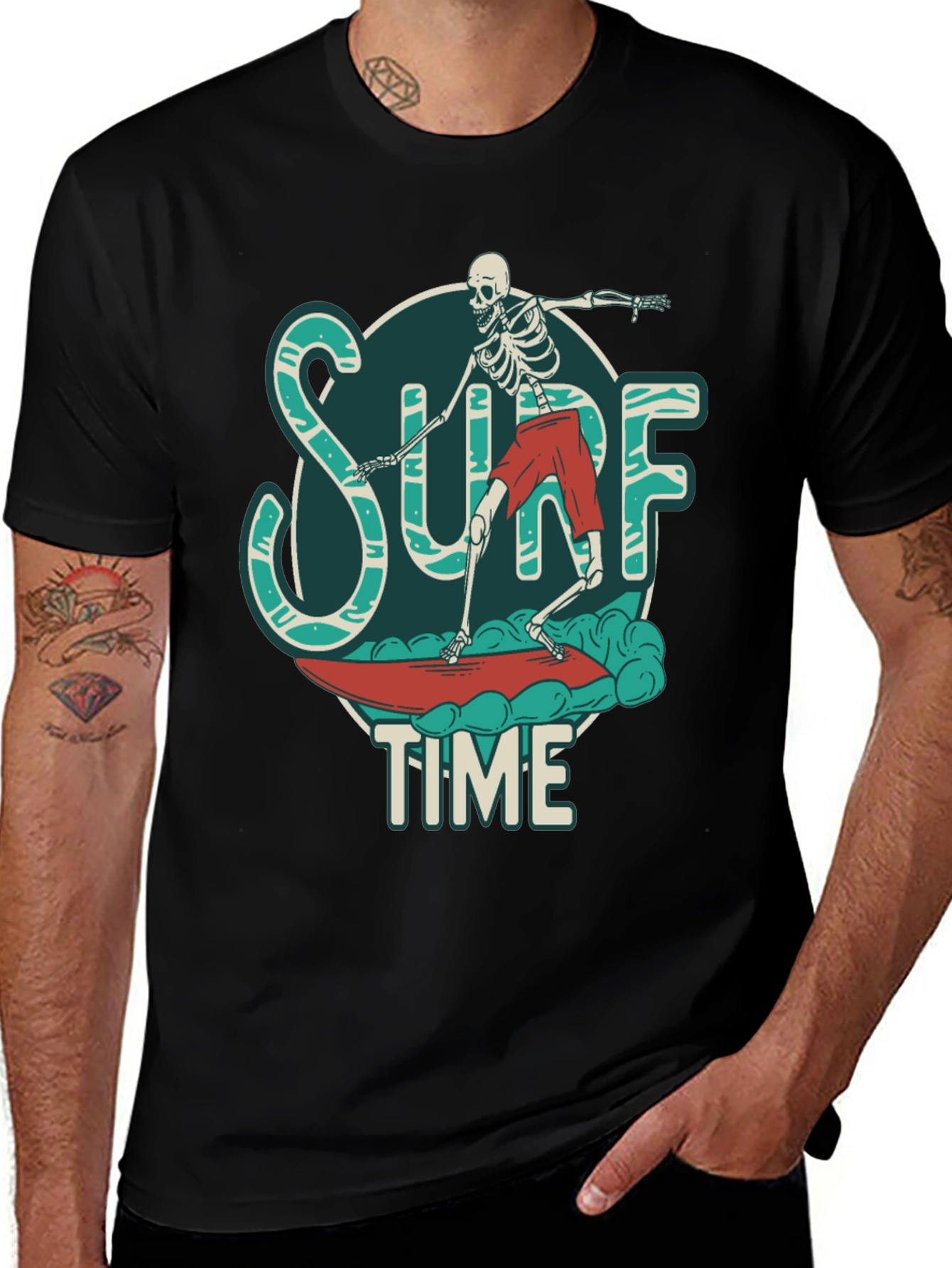 Variant 10 of Surf Time Skeleton Graphic Tee