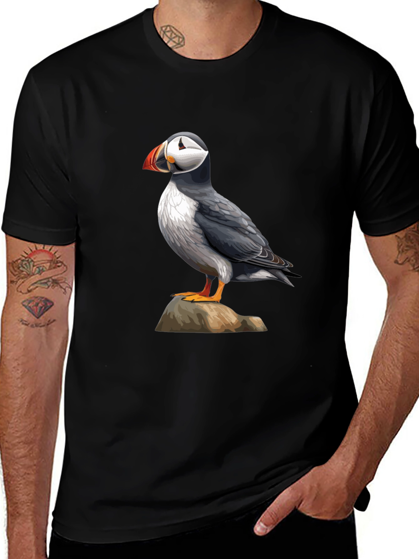 Variant 19 of Puffin Bird Graphic T-Shirt - Black