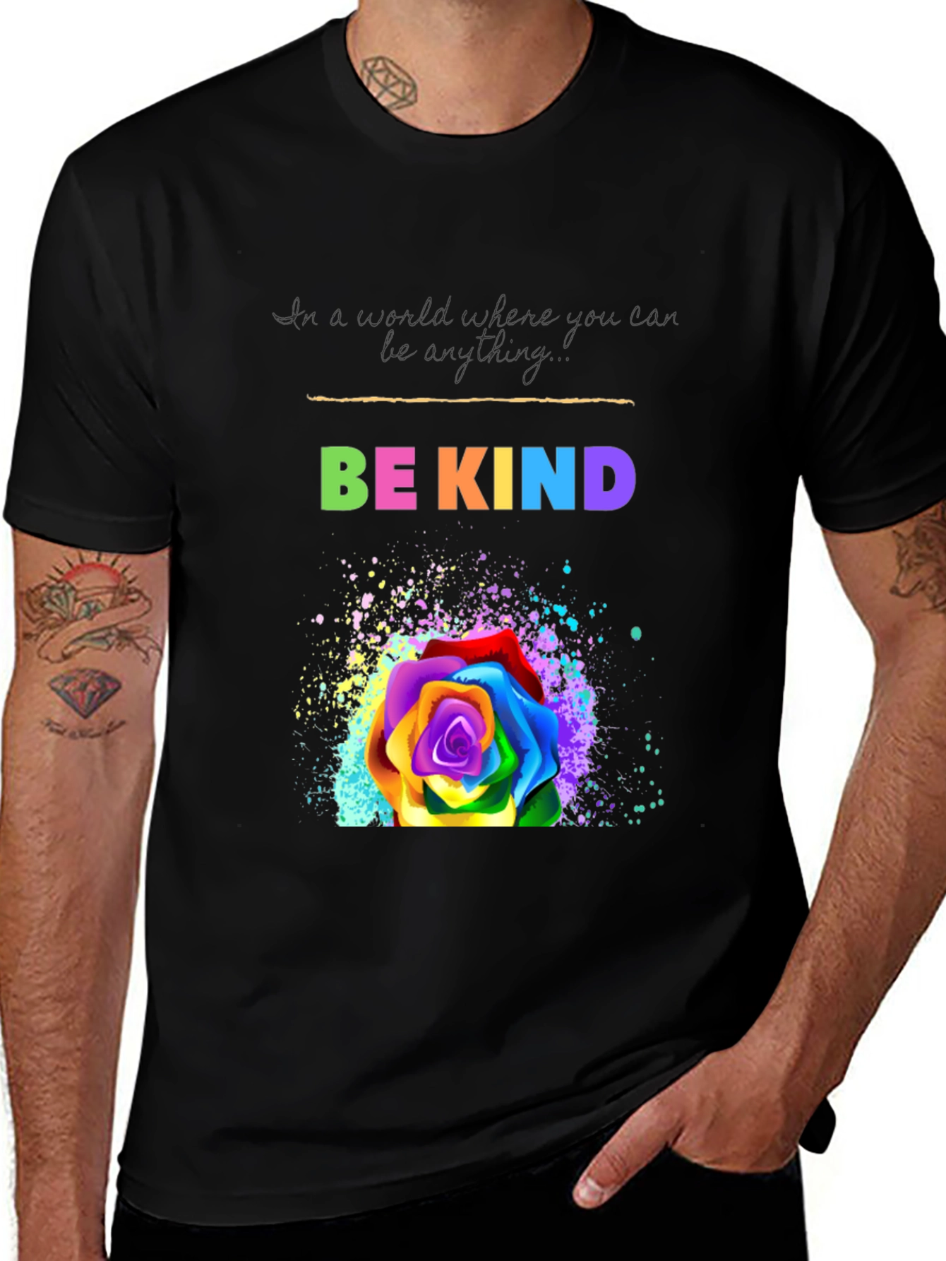 Variant 26 of Be Kind Rainbow Rose Graphic T-Shirt