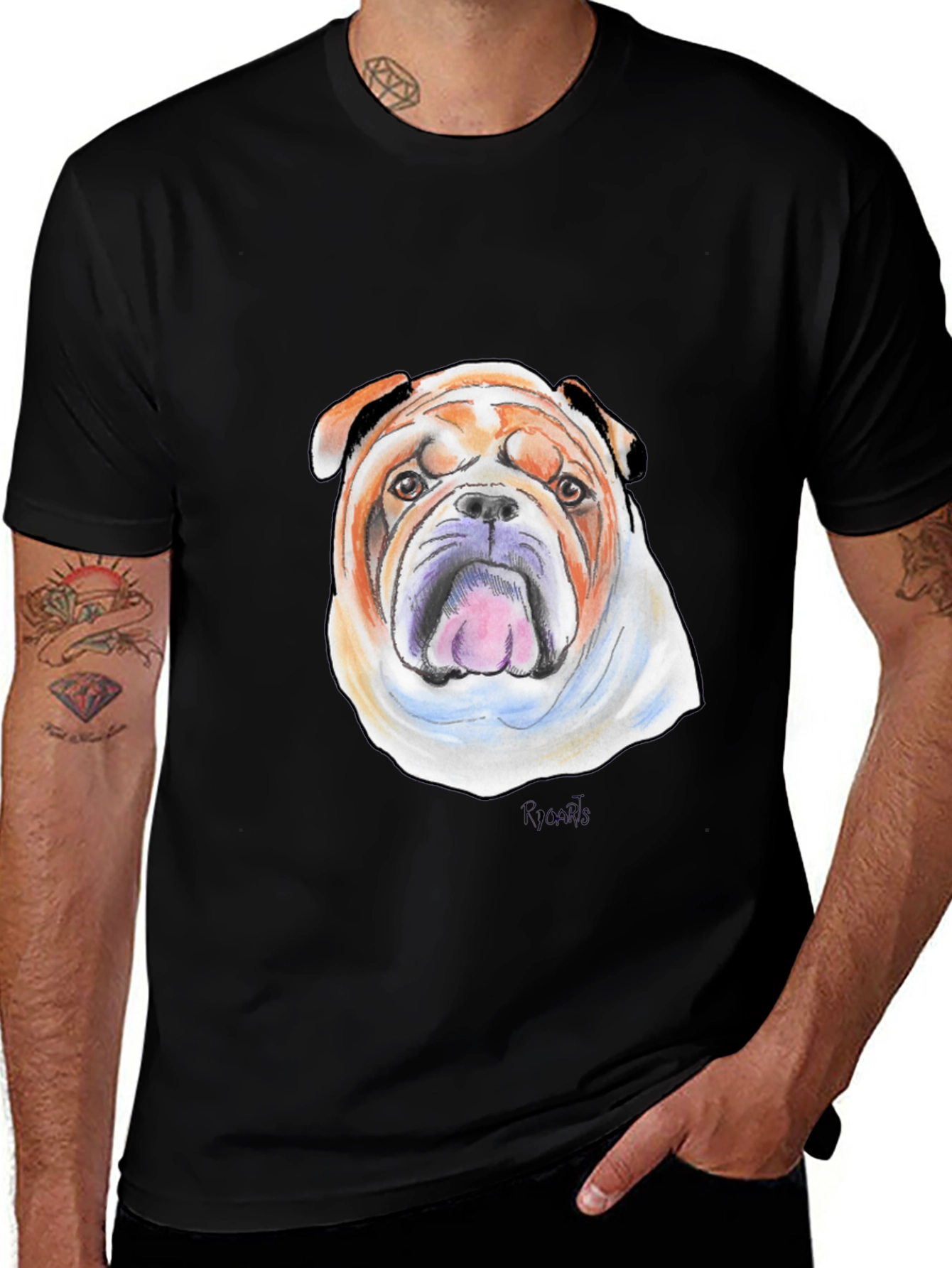 Variant 8 of Bulldog Portrait Graphic Tee - Unisex Black T-Shirt