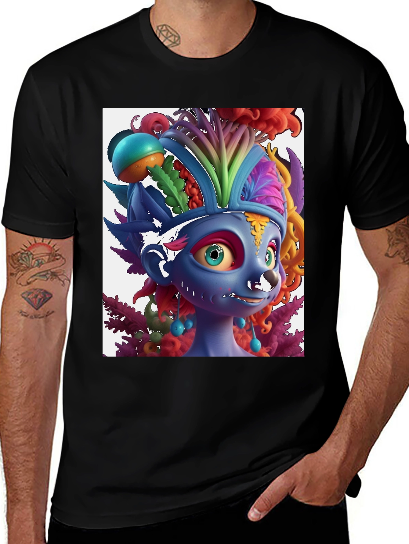 Variant 4 of Colorful Cartoon Creature Graphic Tee