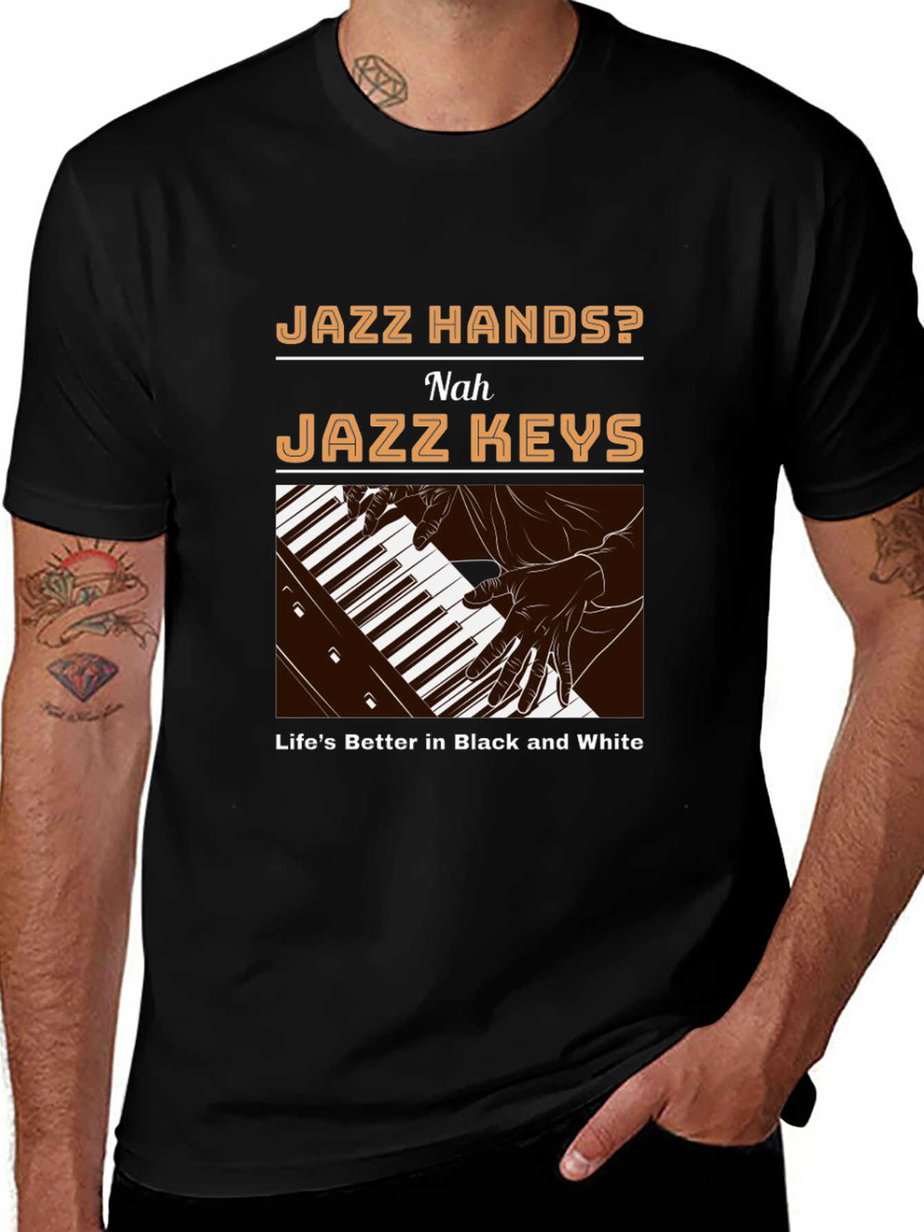 Variant 6 of Jazz Keys T-Shirt - Black Musical Tee