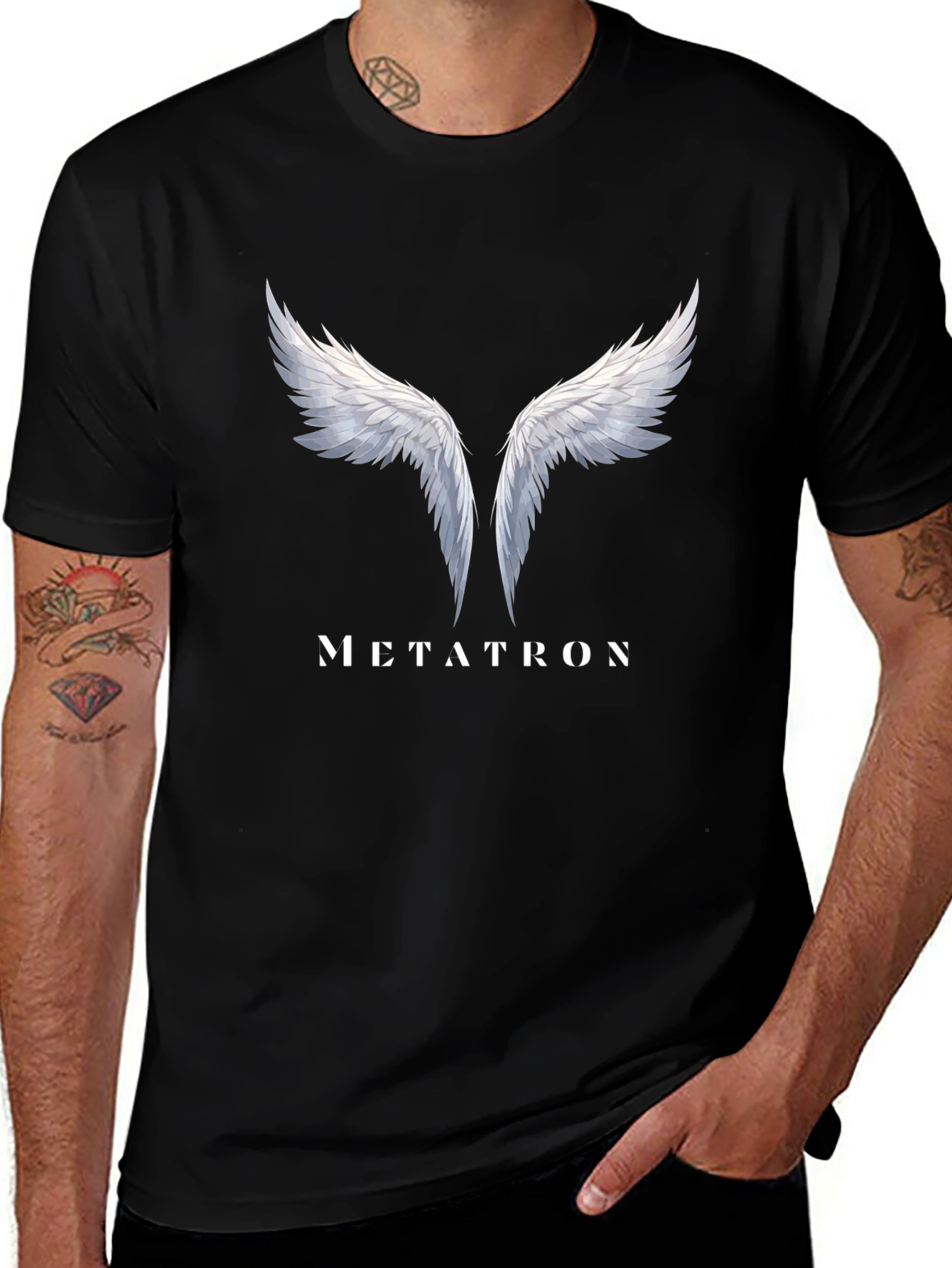 Variant 13 of Metatron Wings Graphic Black T-Shirt
