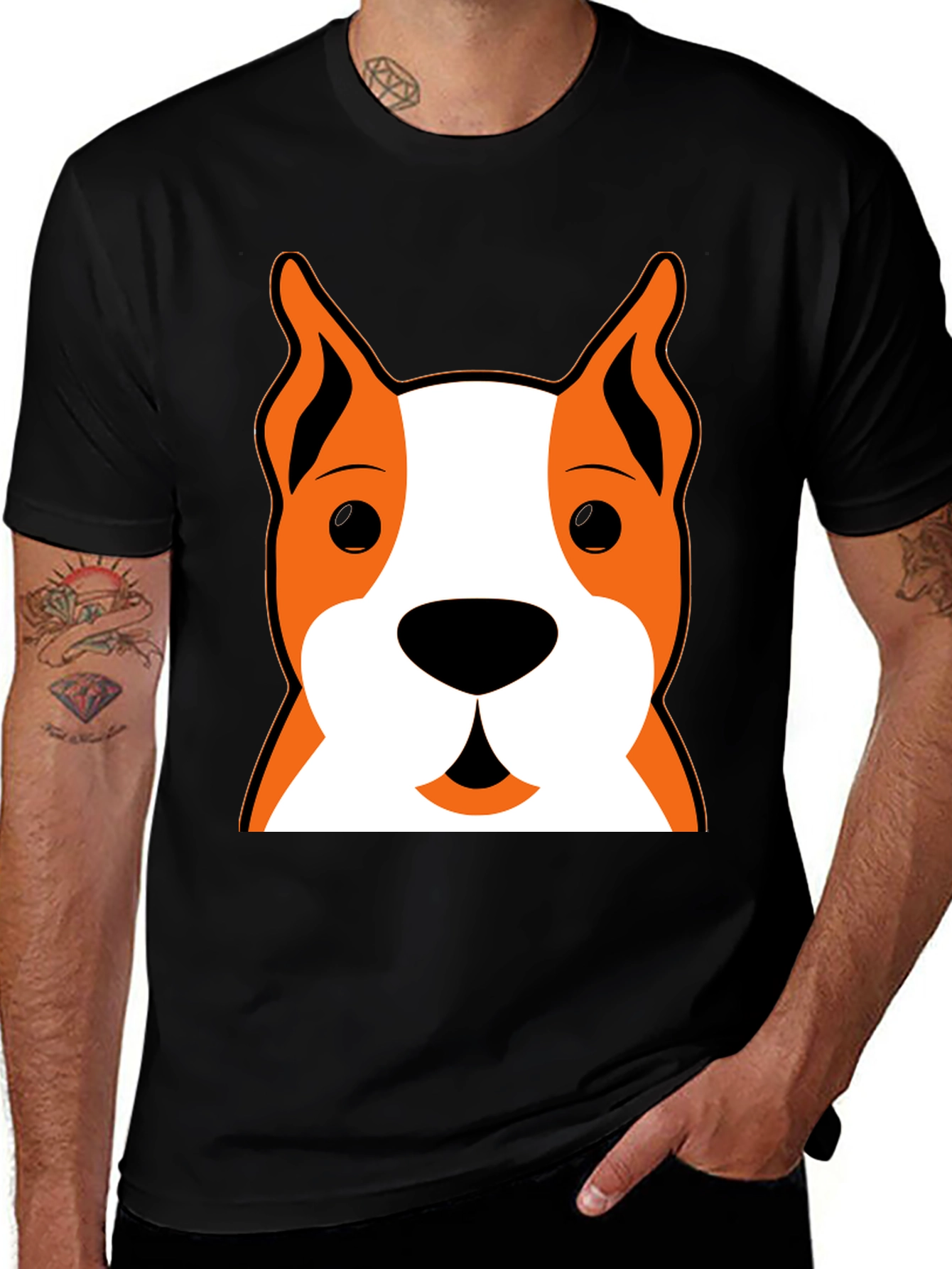 Variant 19 of Dog Face Graphic Black T-Shirt