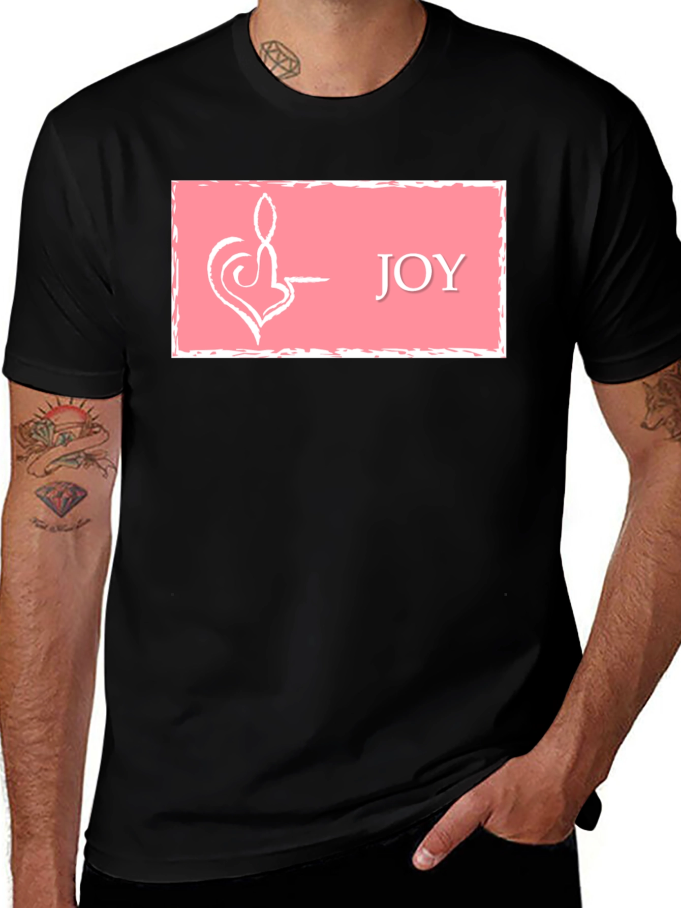 Variant 6 of Joy Symbol Graphic Tee - Black Cotton Blend