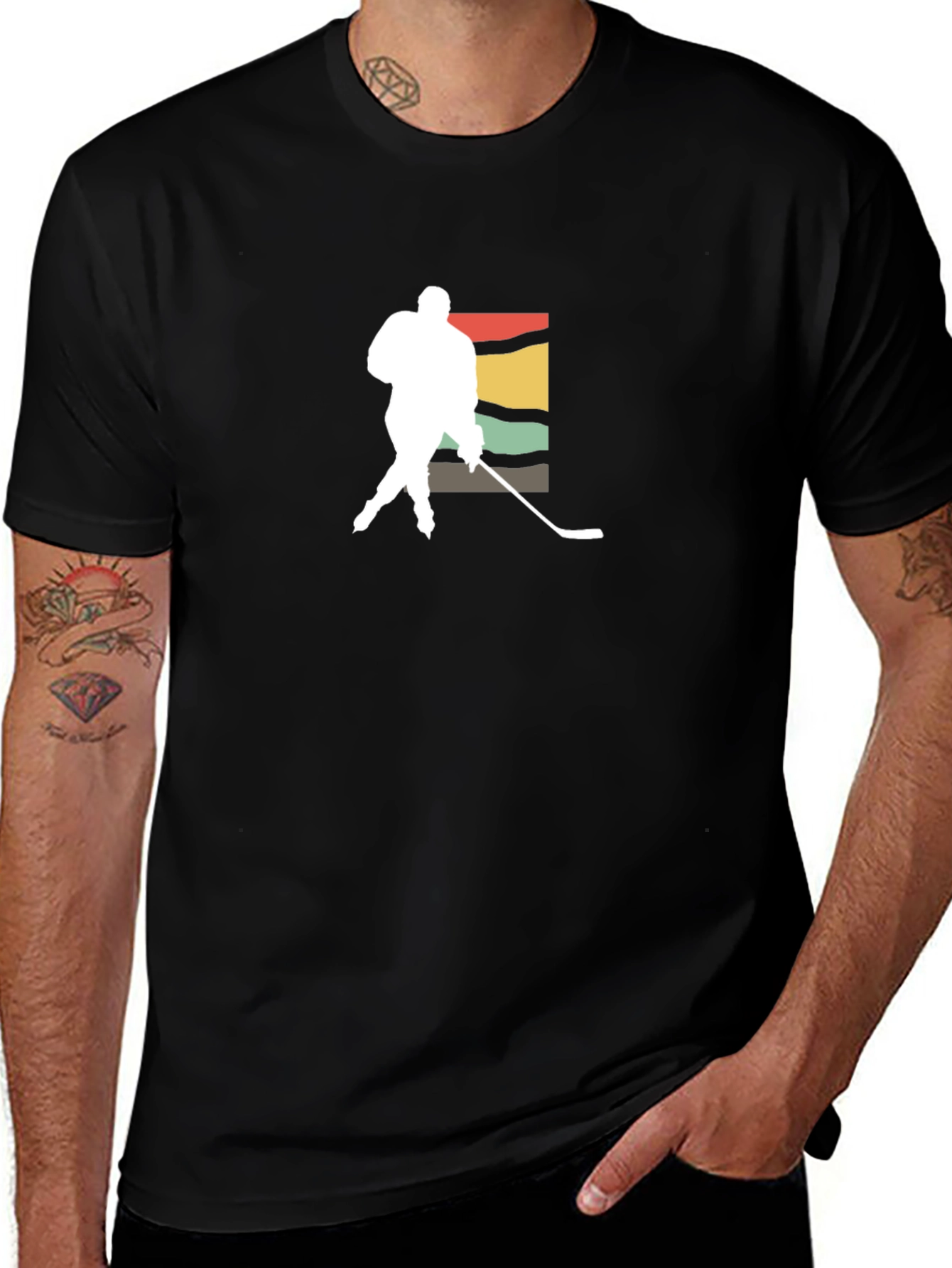 Variant 24 of Hockey Player Graphic Tee - Retro Style
