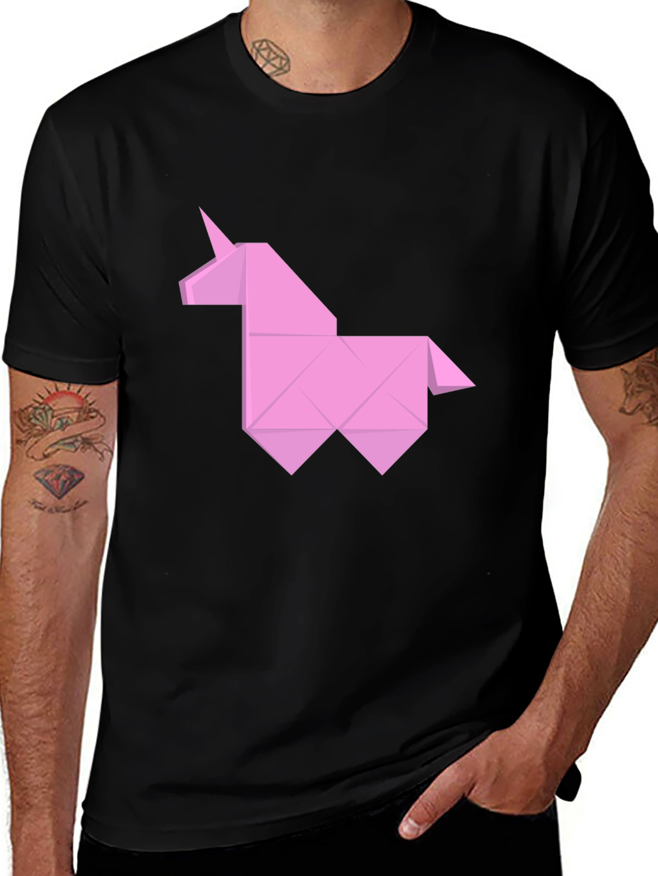 Variant 27 of Origami Unicorn Black Tee