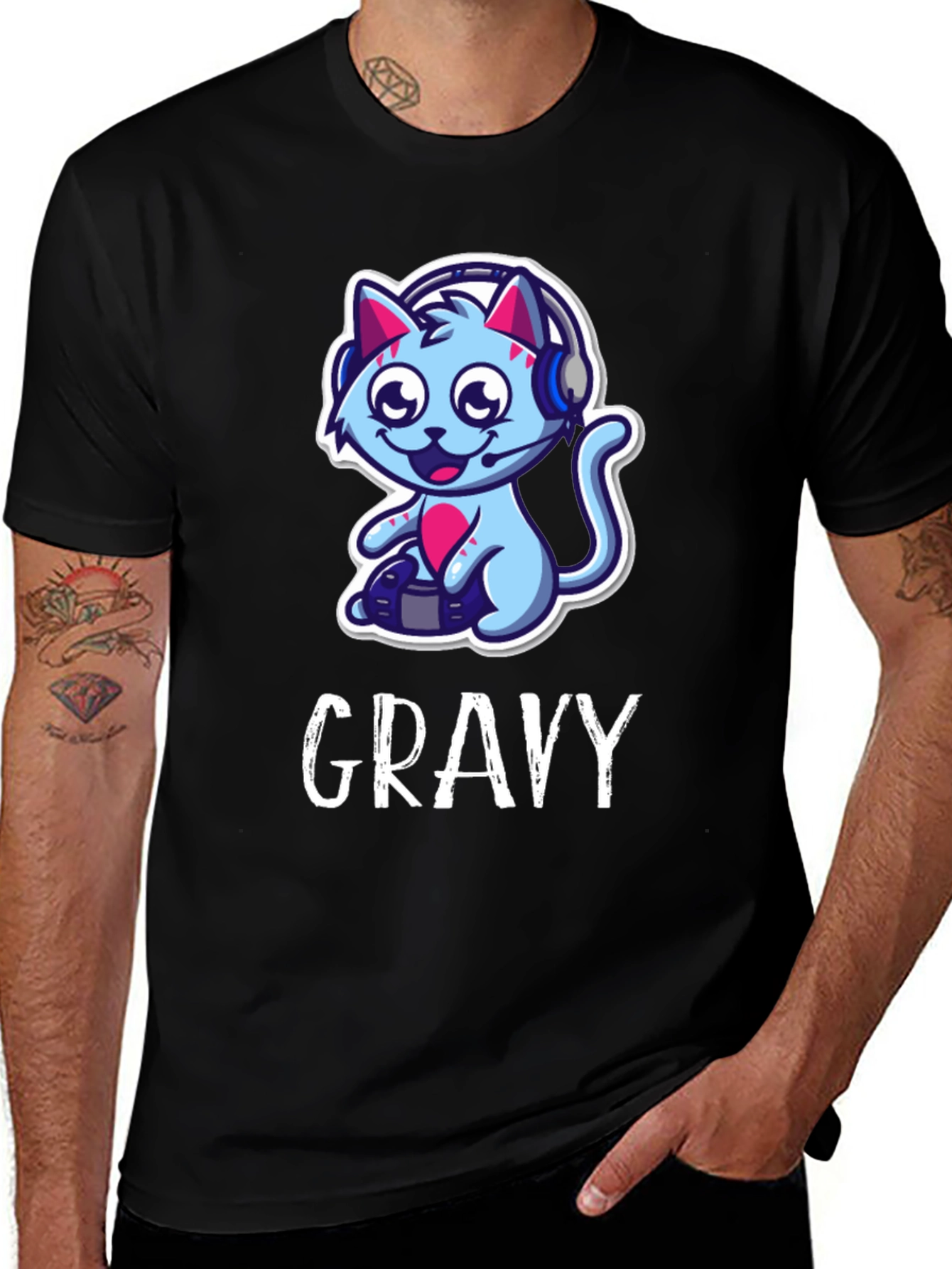 Variant 2 of Gamer Cat Graphic Tee - Gravy T-Shirt
