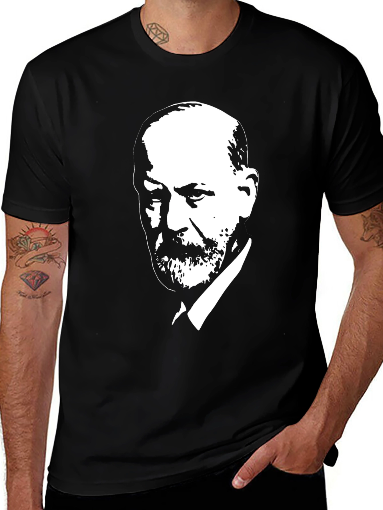 Variant 13 of Freud Portrait Graphic Tee - Black Cotton T-Shirt