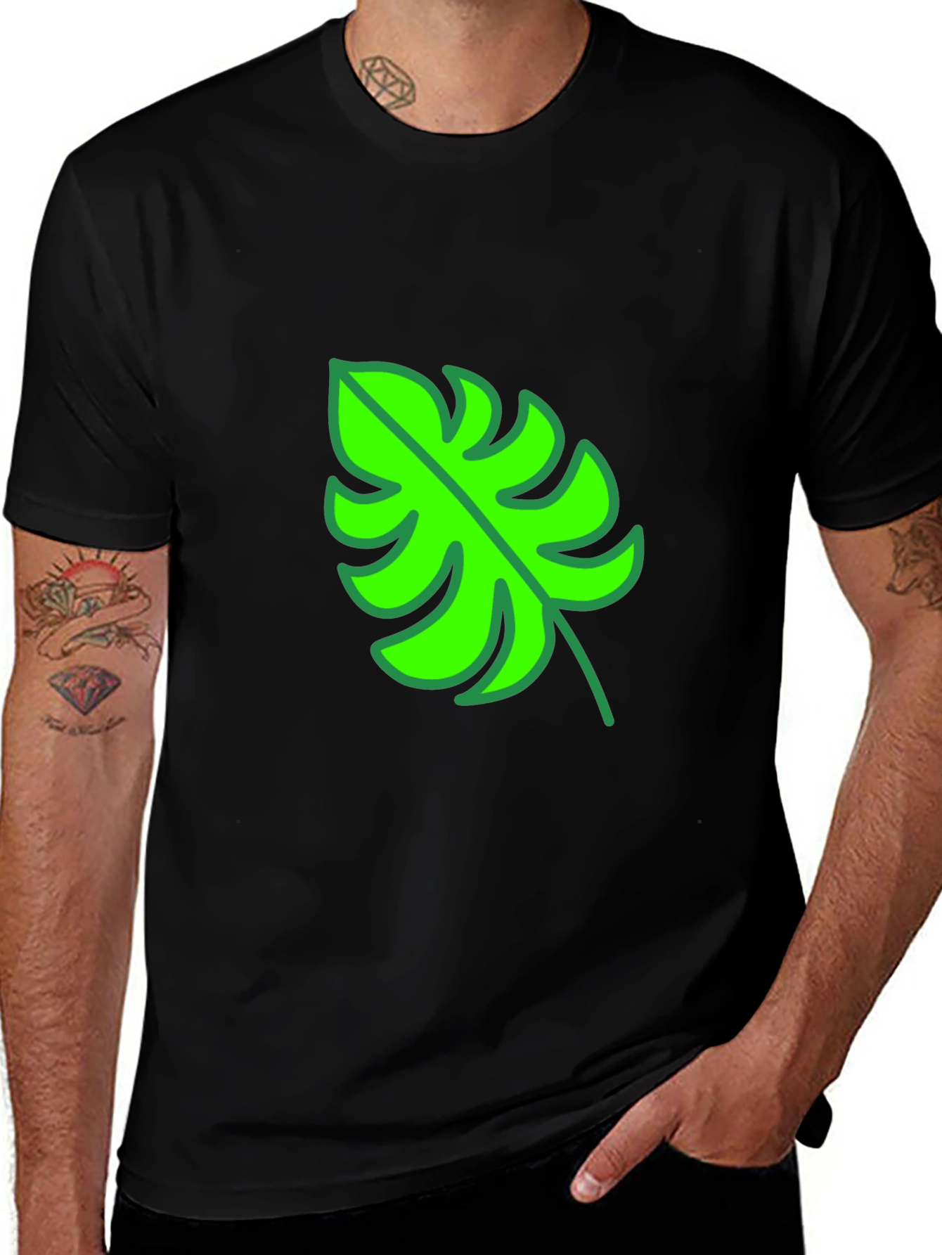 Variant 21 of Tropical Monstera Leaf Black T-Shirt