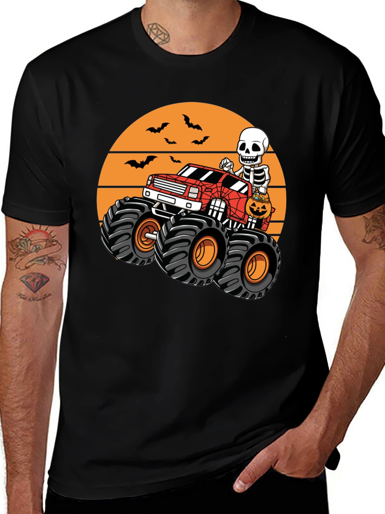 Halloween Monster Truck Skeleton T-Shirt