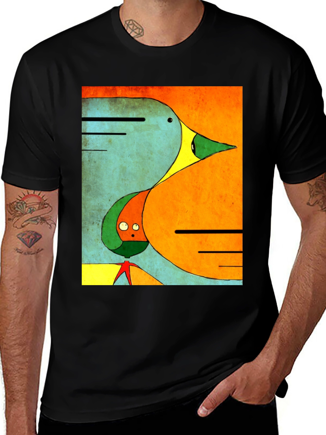 Variant 22 of Abstract Art T-Shirt - Modern Bird Design