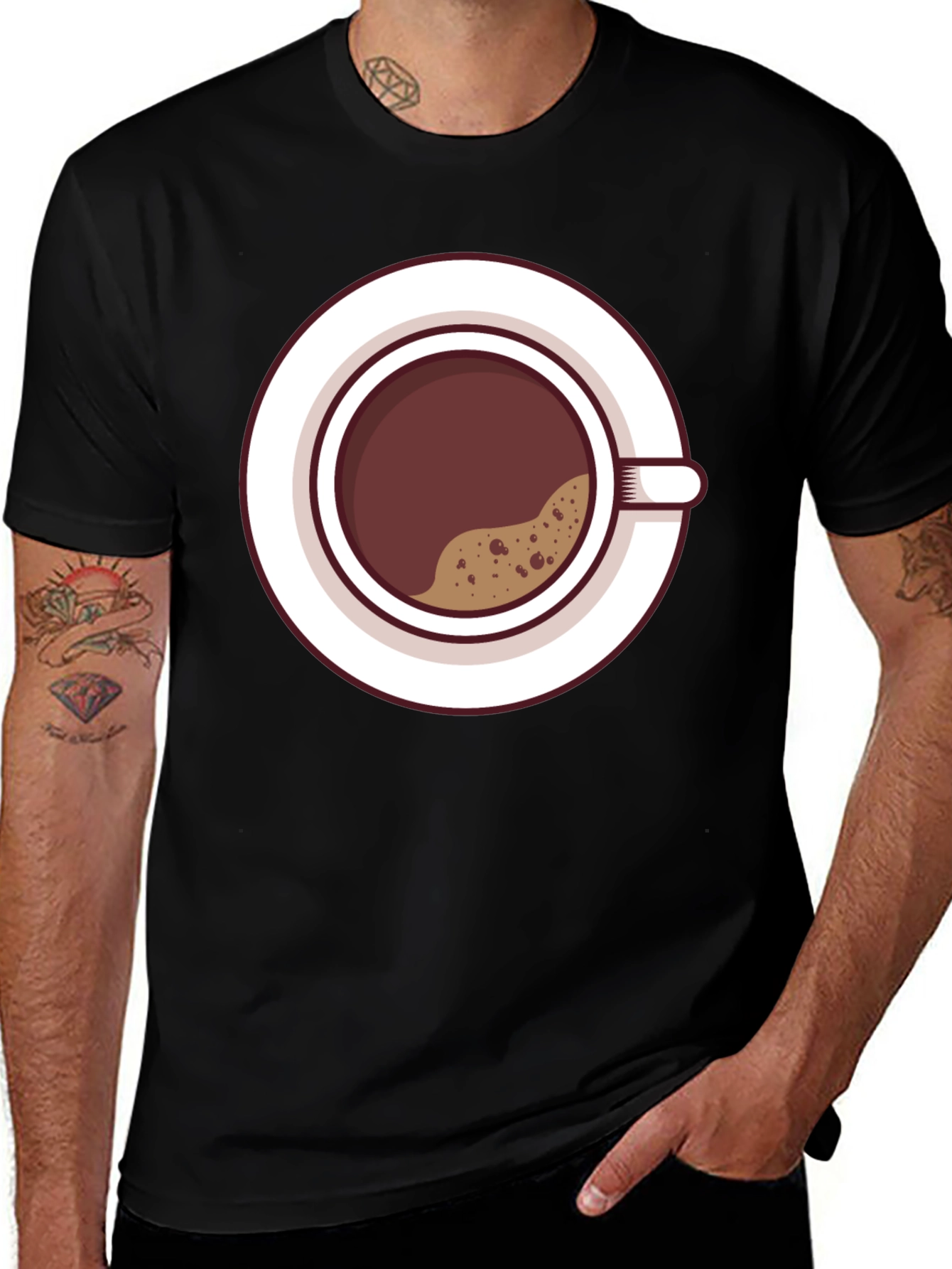 Variant 26 of Coffee Cup Graphic Tee - Black Short Sleeve T-Shirt