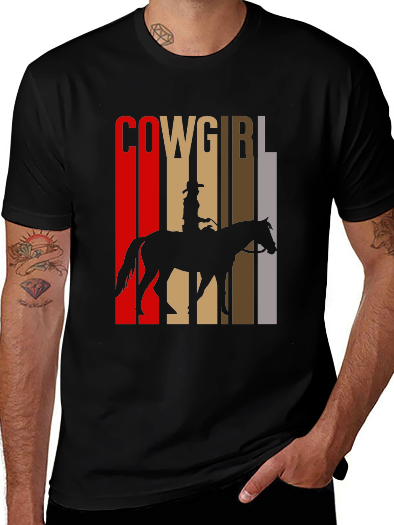 Variant 17 of Cowgirl Silhouette Graphic Tee - Western Style T-Shirt