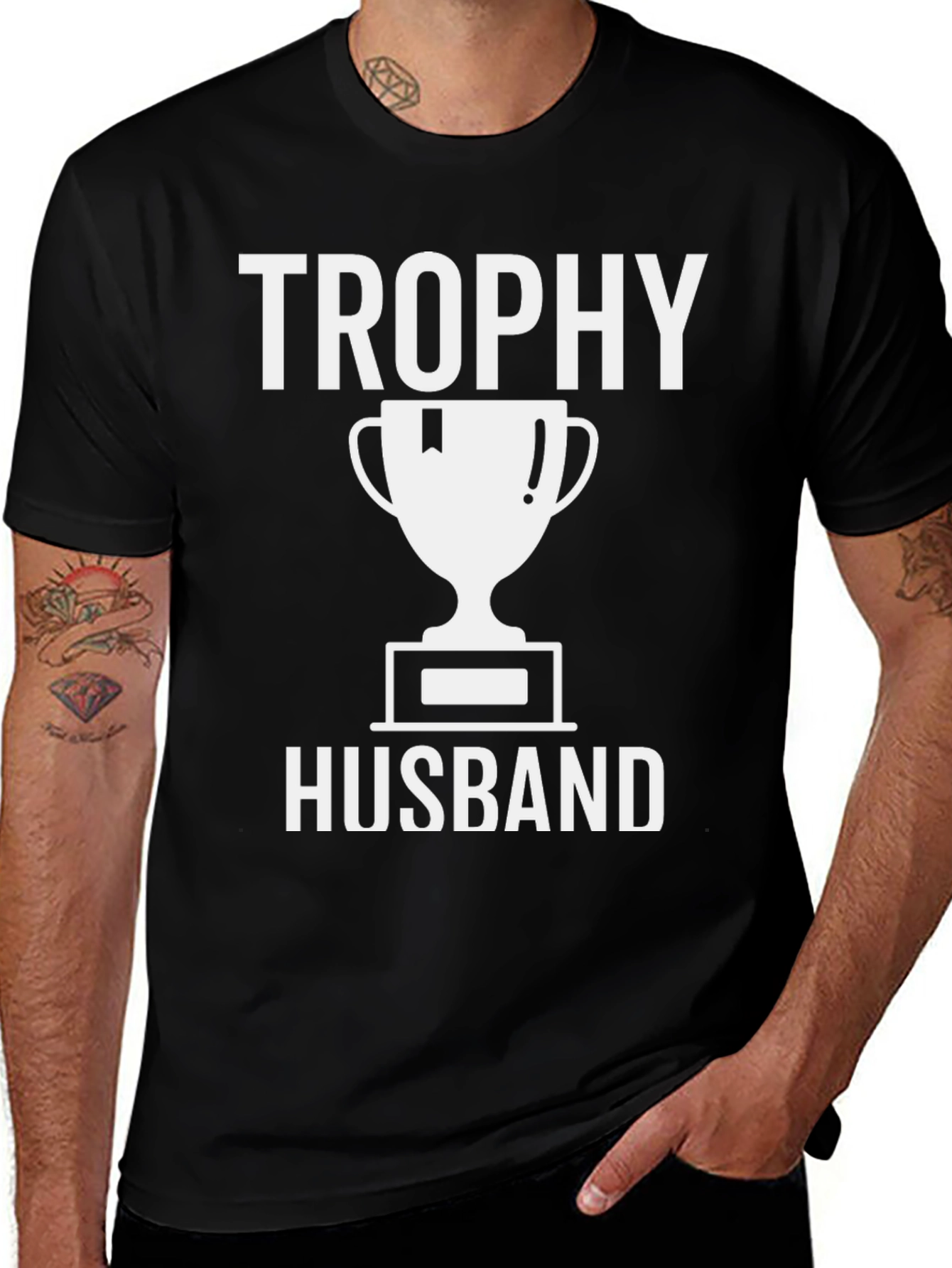 Variant 13 of Trophy Husband Black Graphic Tee