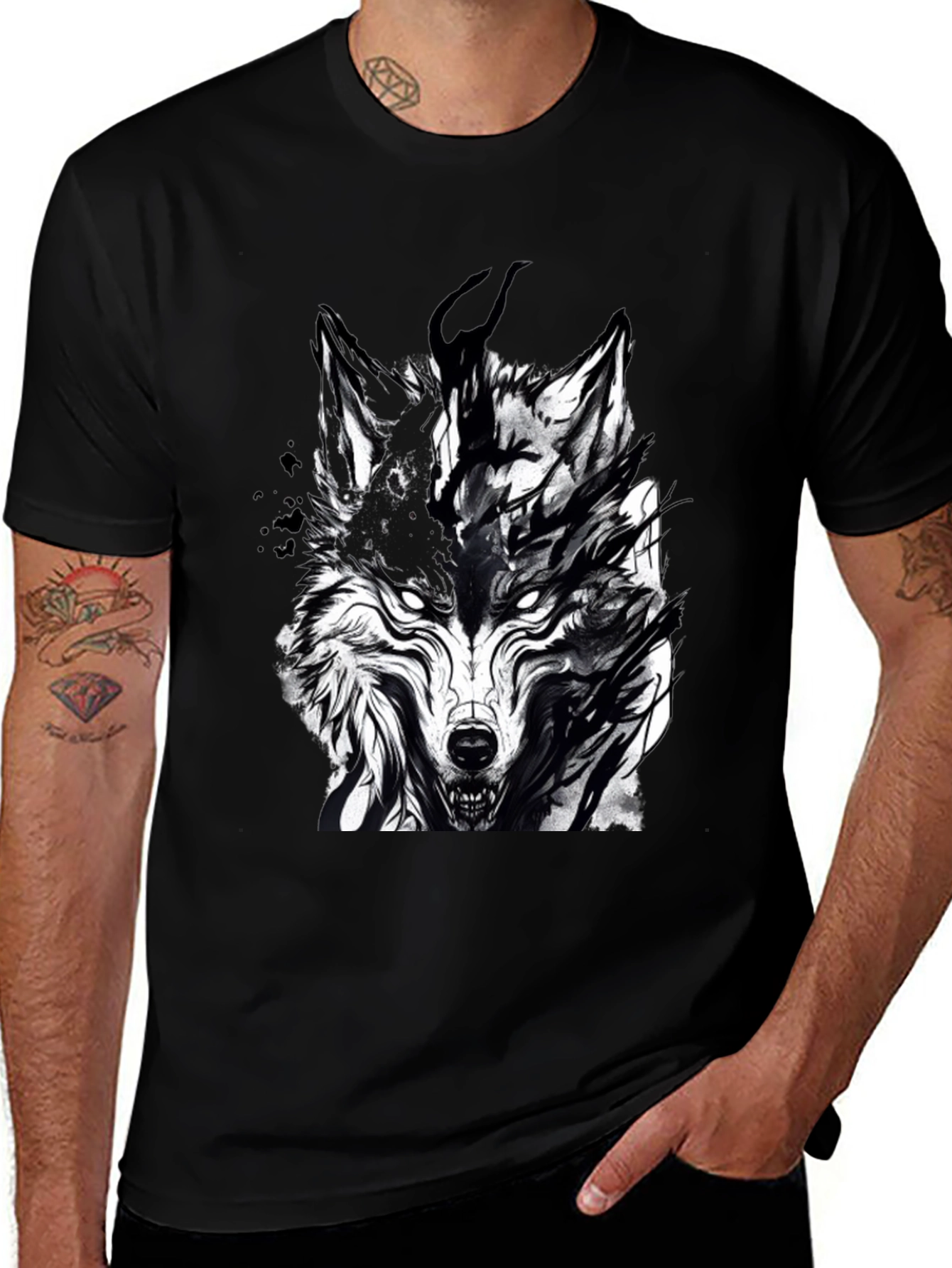 Variant 6 of Black Wolf Graphic T-Shirt