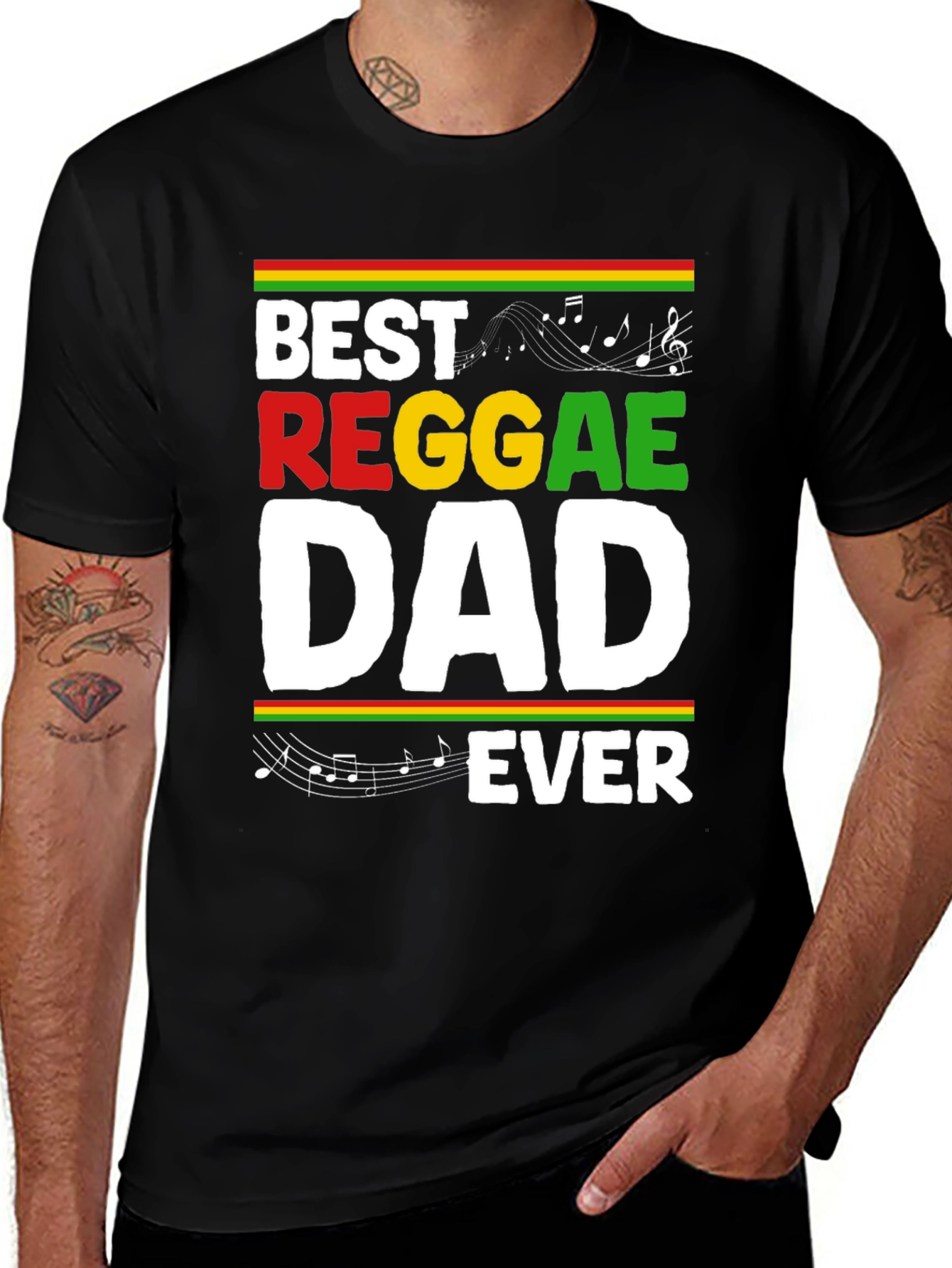 Variant 18 of Best Reggae Dad Ever Black Graphic T-Shirt