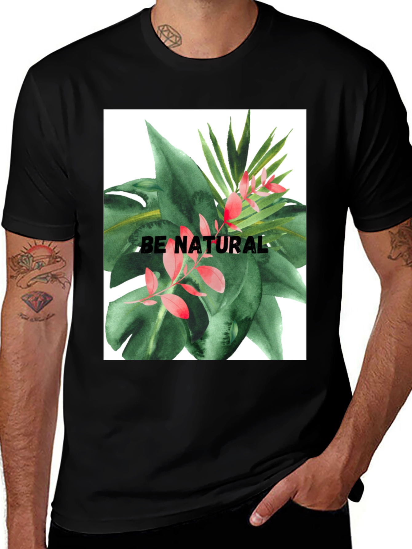 Variant 30 of Be Natural Graphic Tee - Tropical Plant Design