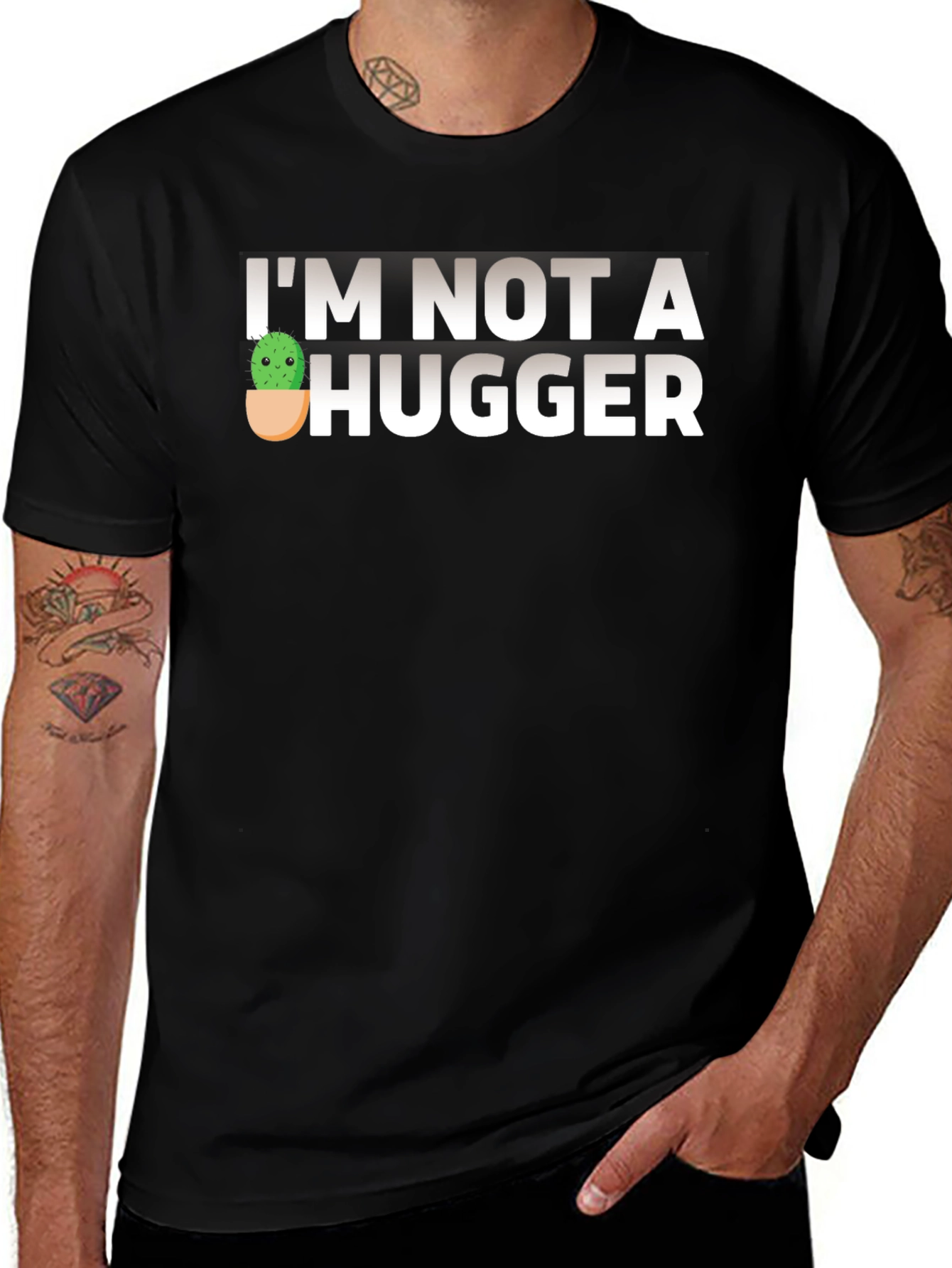 Variant 16 of I'm Not A Hugger Funny Cactus T-Shirt