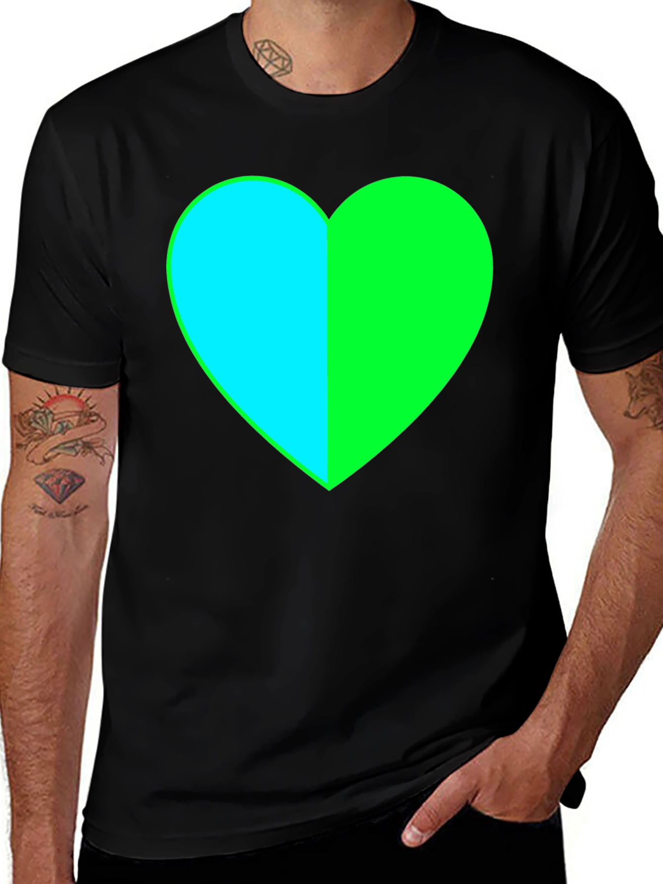 Two-Tone Heart Tee - Modern Graphic T-Shirt
