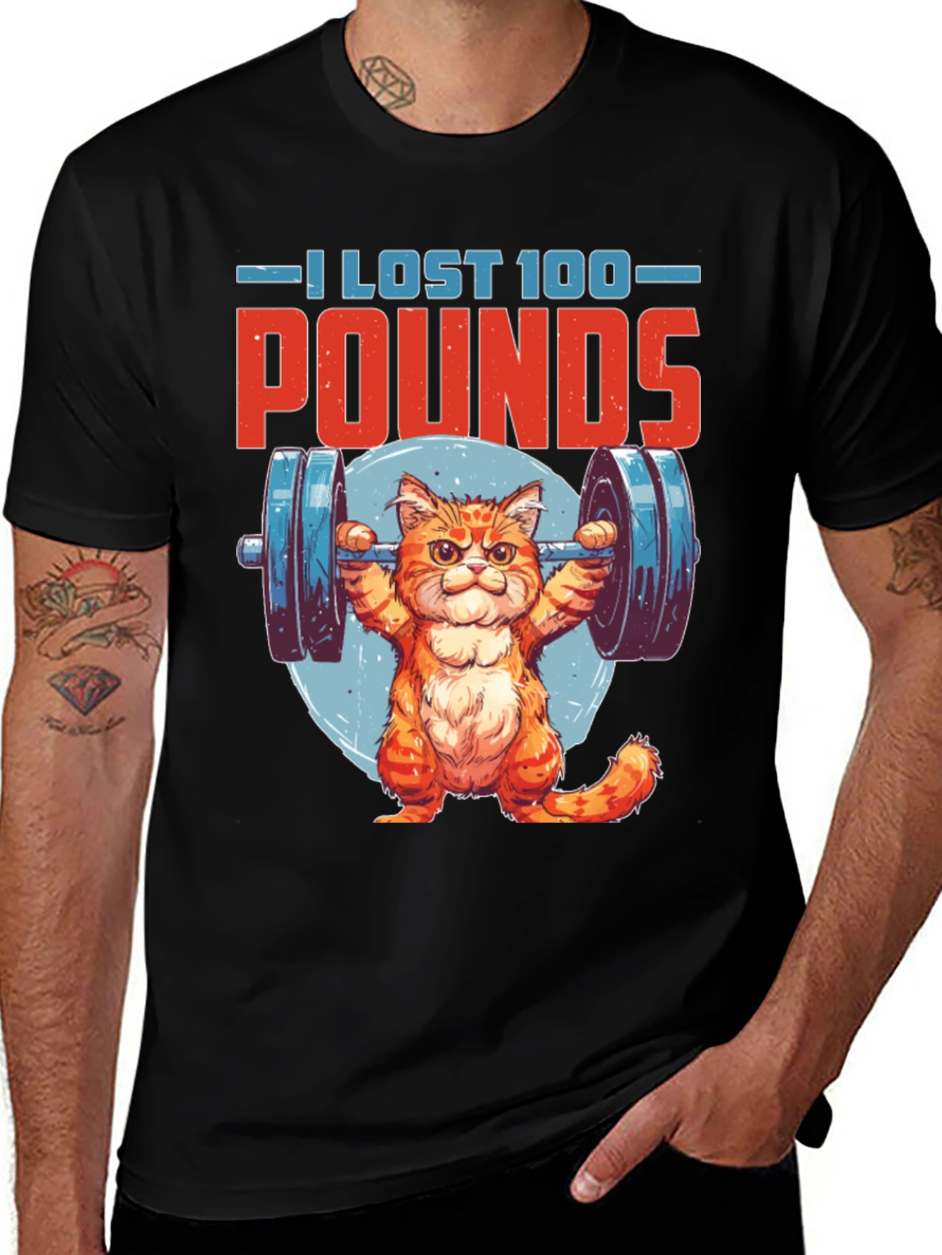 Variant 22 of I Lost 100 Pounds T-Shirt - Funny Cat Workout Design