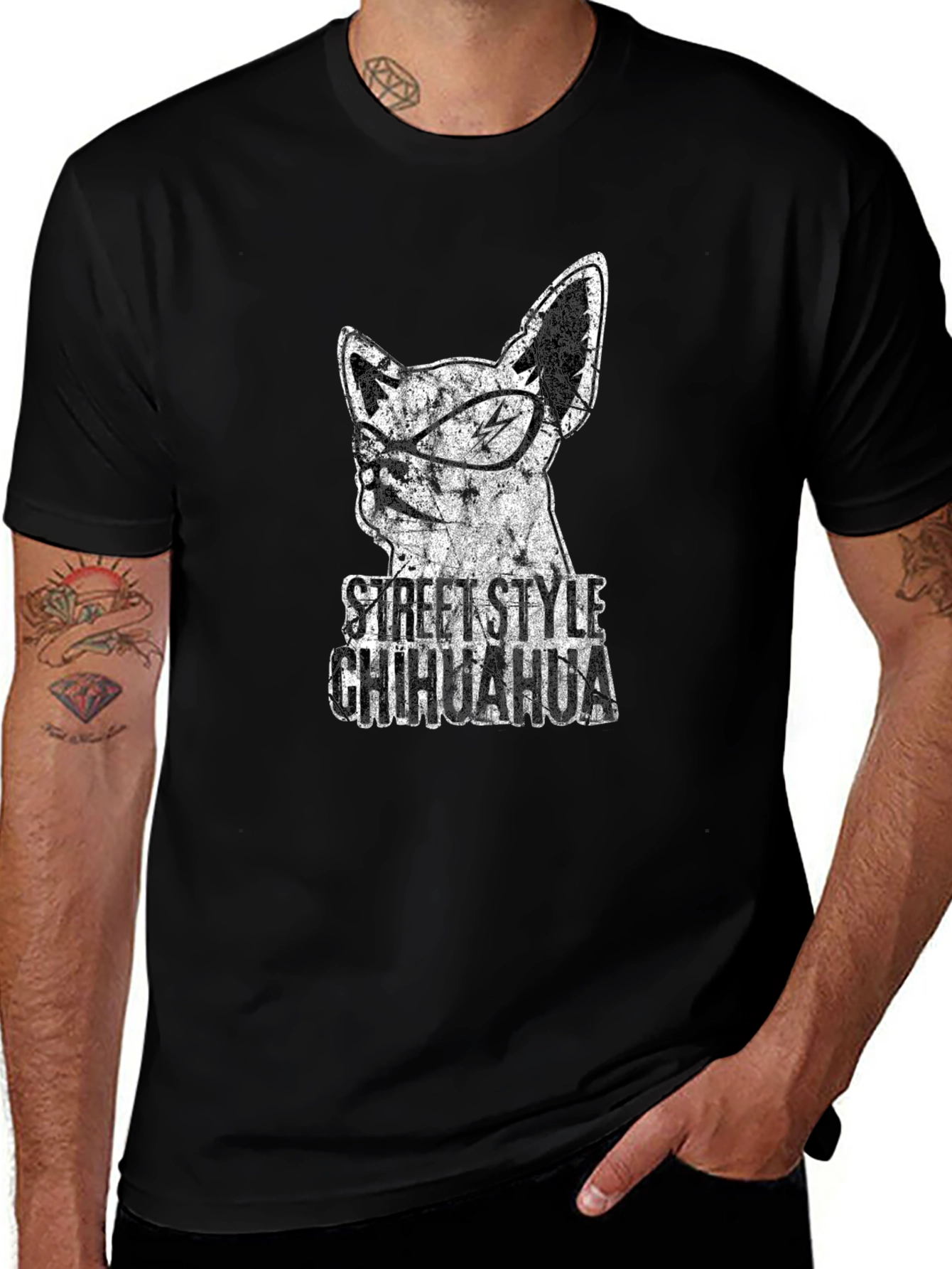 Variant 27 of Street Style Chihuahua Graphic Tee - Black