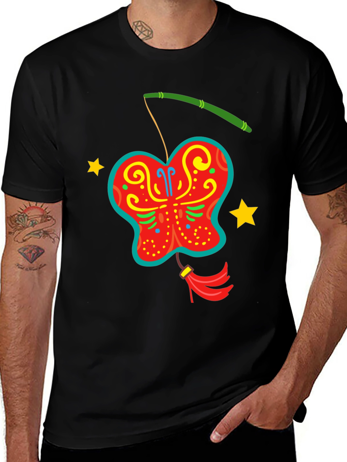 Variant 18 of Butterfly Lantern Graphic Tee - Fun Festive Design
