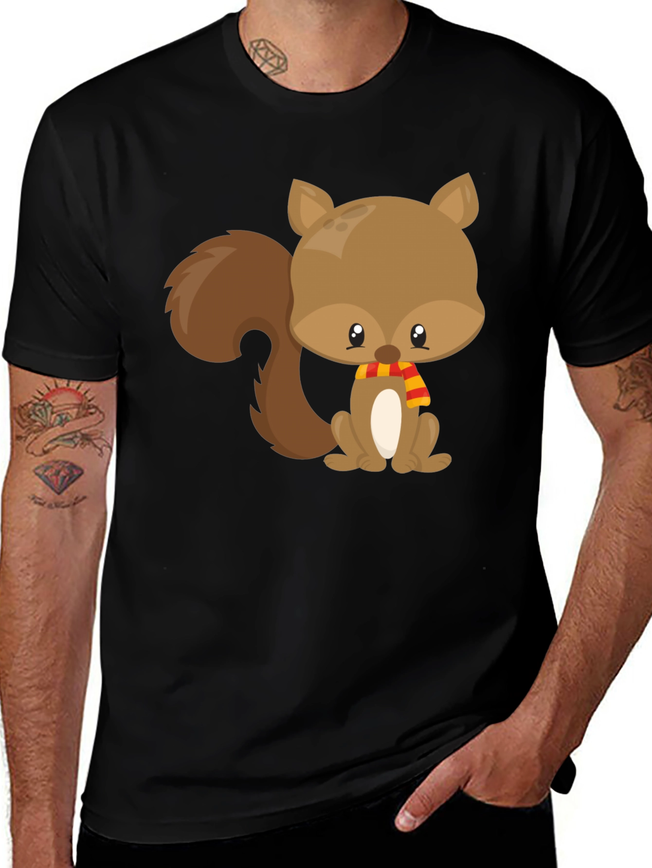 Variant 9 of Cute Squirrel Black T-Shirt