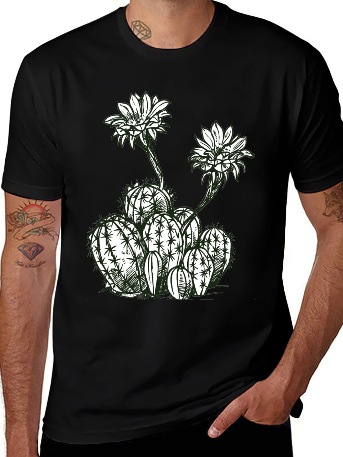 Variant 5 of Cactus Blossom Graphic Tee - Black