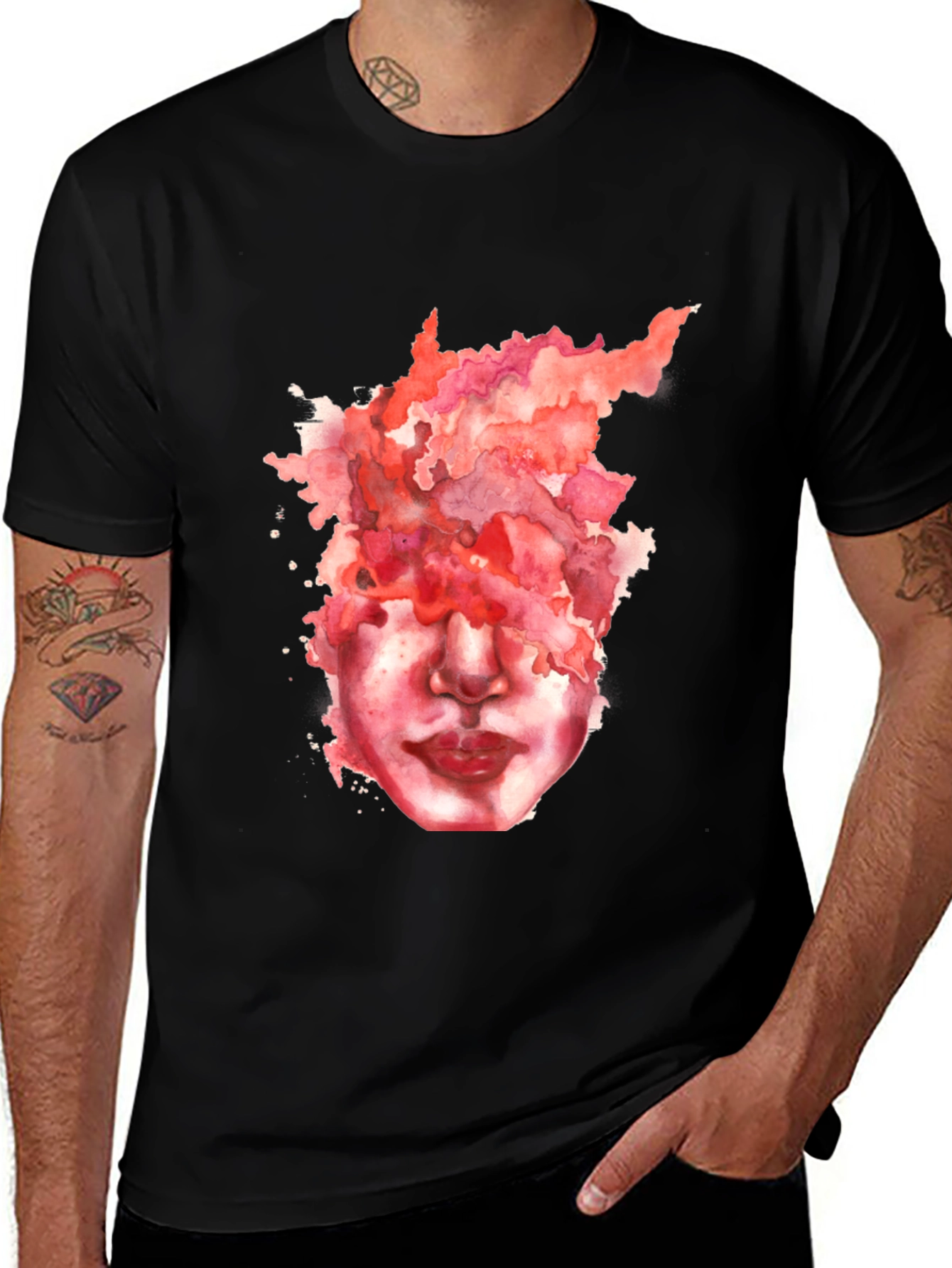 Abstract Watercolor Face Graphic Tee