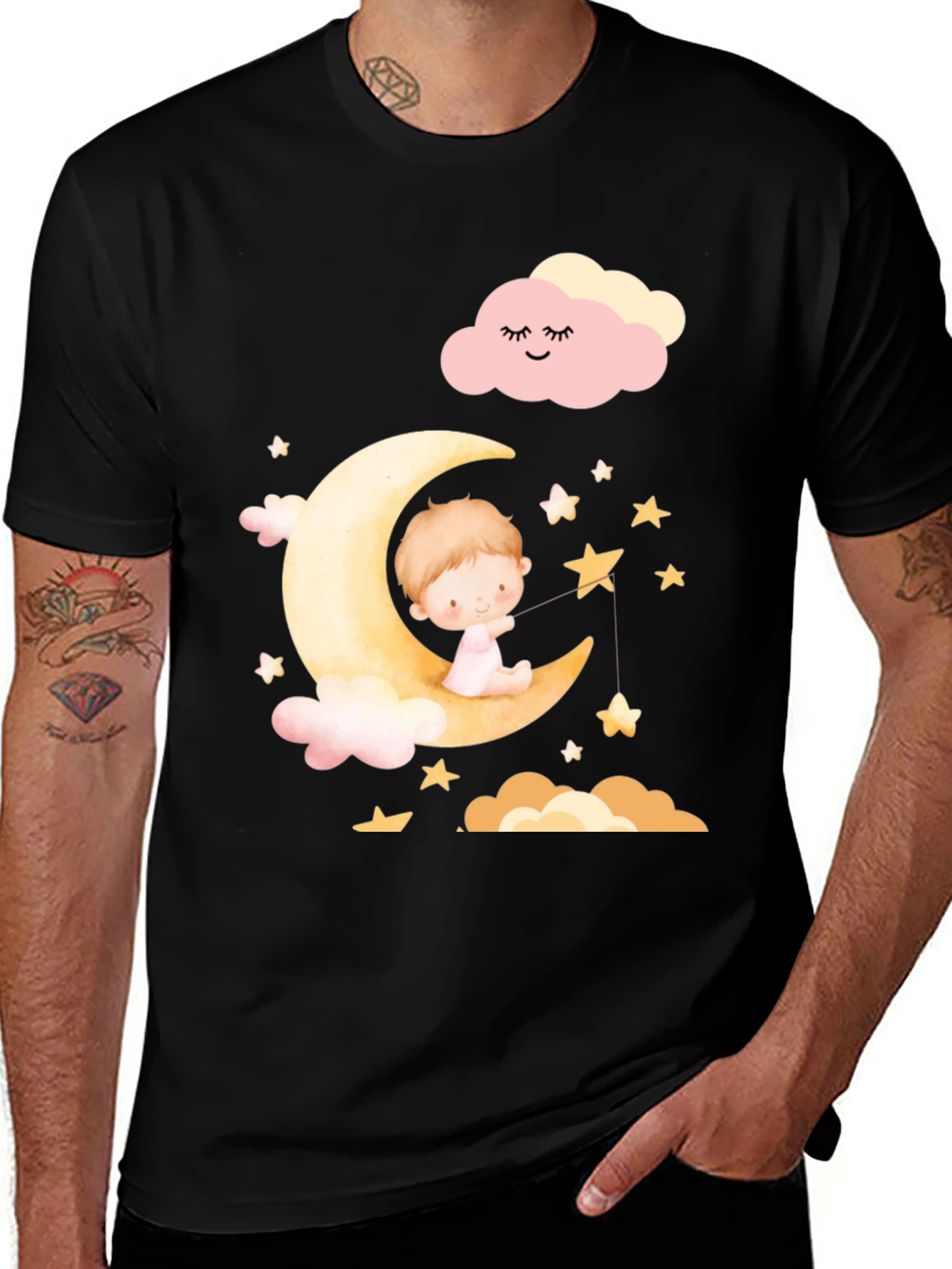 Variant 18 of Cute Baby on Moon Graphic T-Shirt - Unisex
