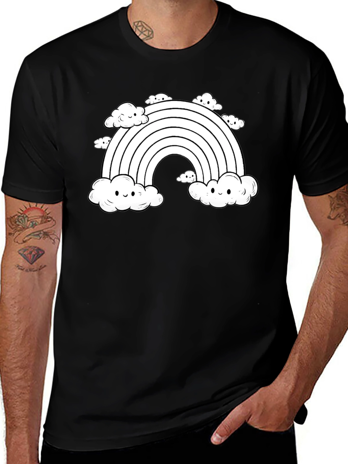 Variant 9 of Rainbow Cloud Graphic Tee - Cute Kawaii Design