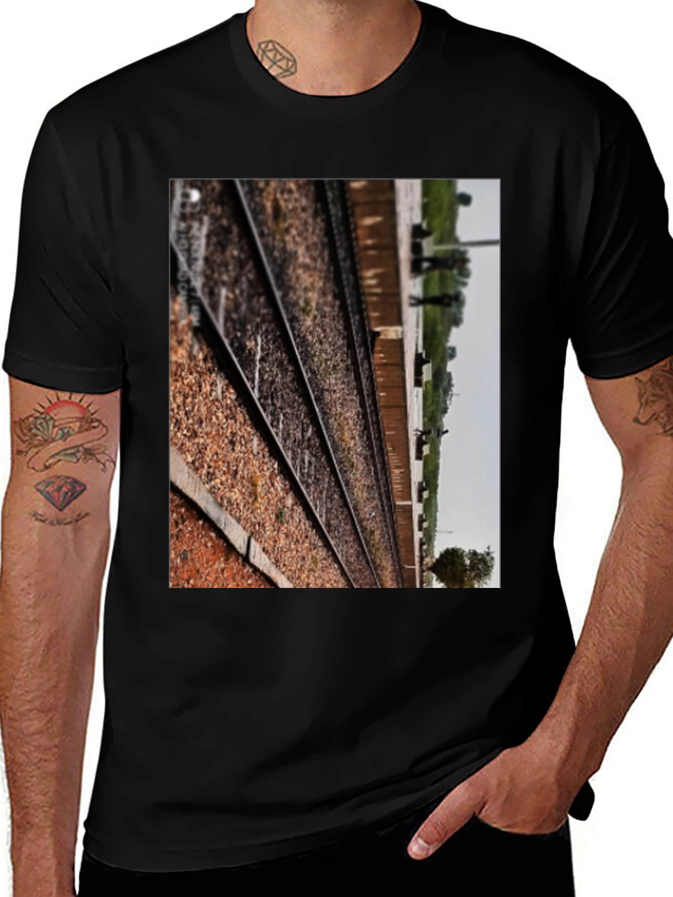 Variant 4 of Railway Tracks Graphic Tee - Train Lover Shirt